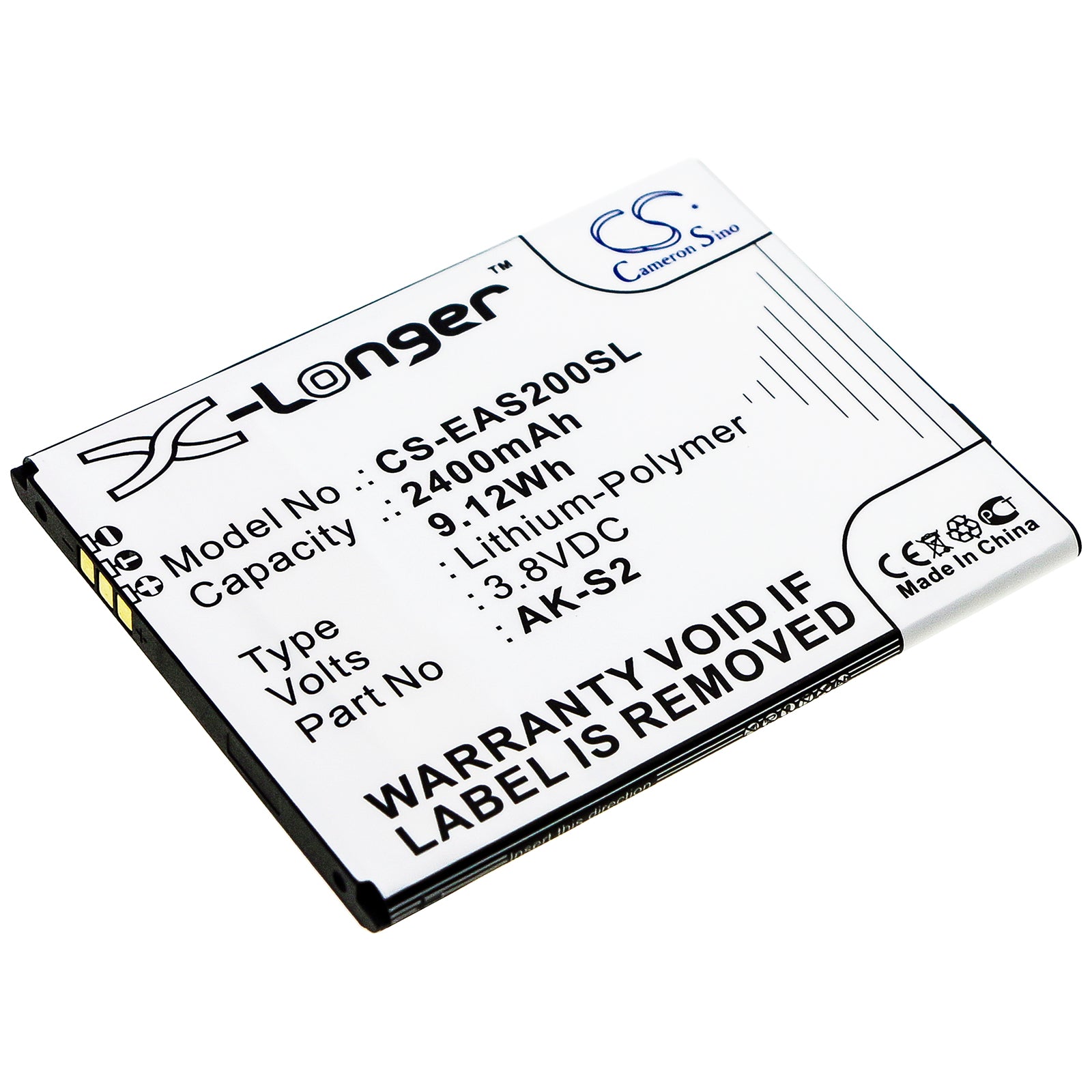 Li-Polymer Battery fits Emporia, Smart 2 3.8V, 2400mAh Mobile & SmartPhone Cameron Sino Technology Limited