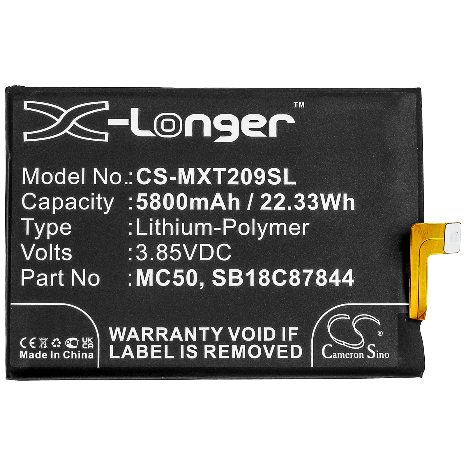 Li-Polymer Battery fits Lenovo, K12 Pro, K12 Pro 2020, Xt2091-7 3.85V, 5800mAh Mobile & SmartPhone Cameron Sino Technology Limited
