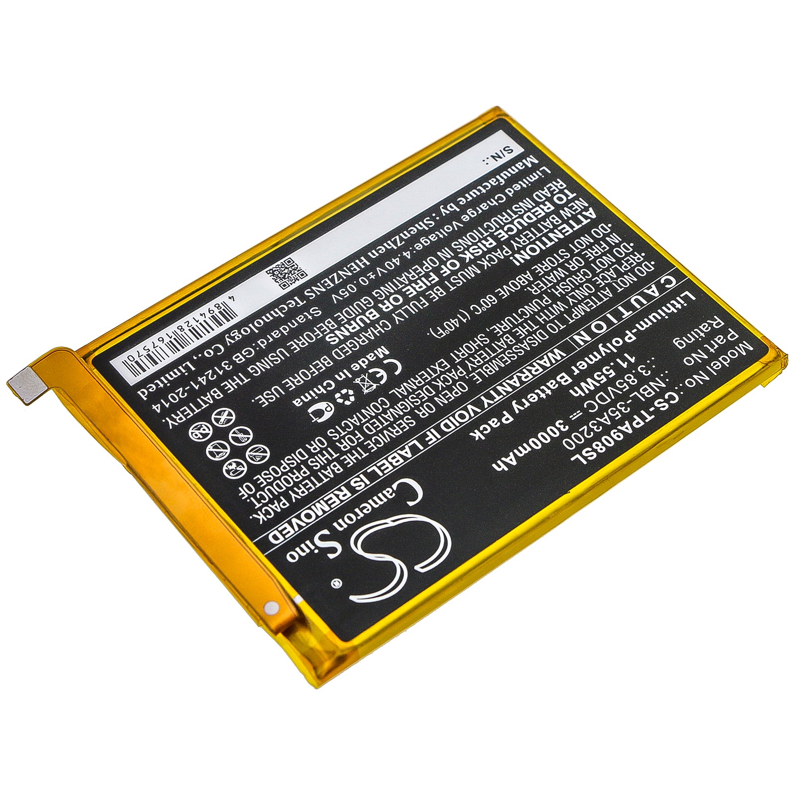 Li-Polymer Battery fits Neffos, N1, Tp908a, Tp-link 3.85V, 3000mAh Mobile & SmartPhone Cameron Sino Technology Limited