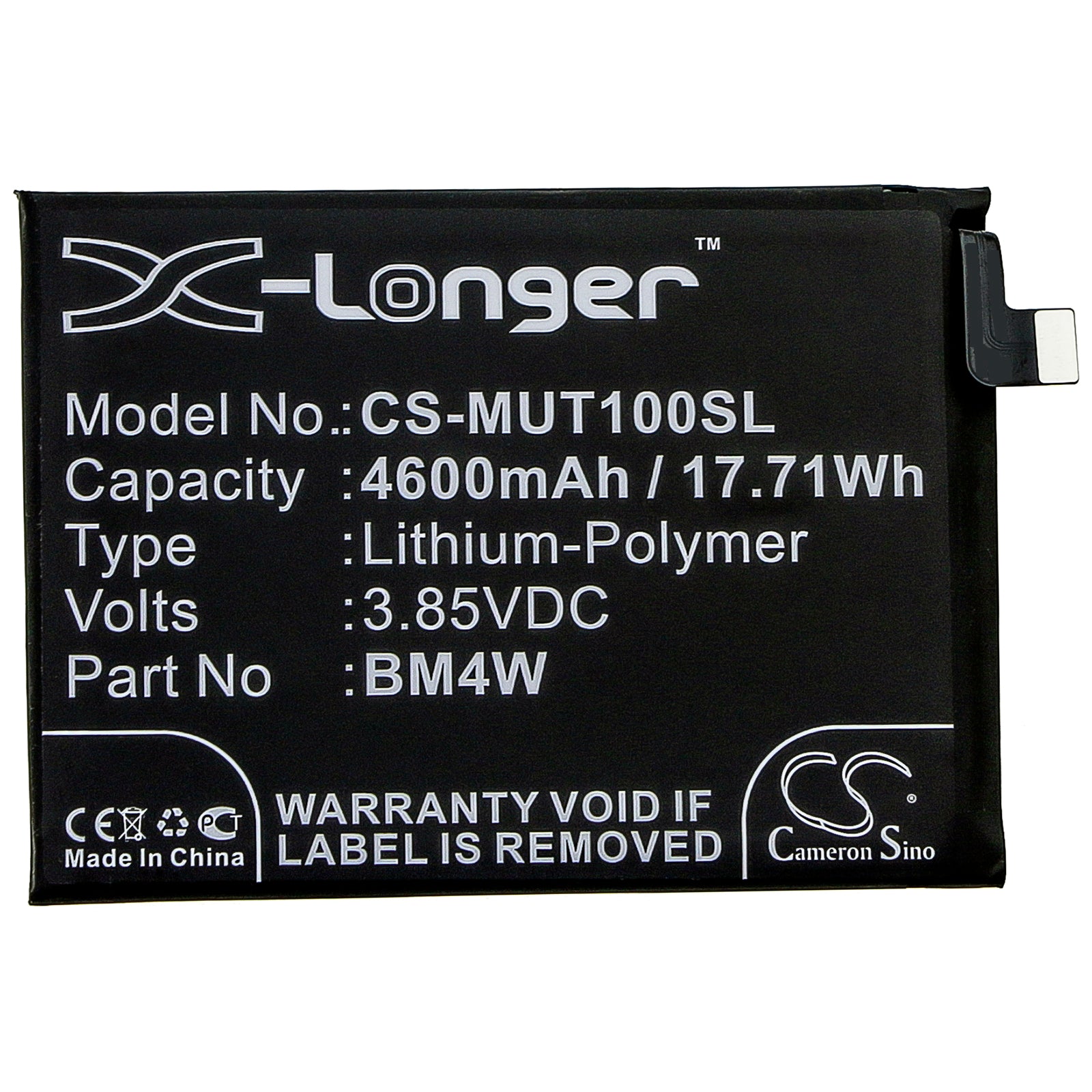 Li-Polymer Battery fits Redmi, M2007j17c, Note 9 Pro 5g, Xiaomi 3.85V, 4600mAh Mobile & SmartPhone Cameron Sino Technology Limited