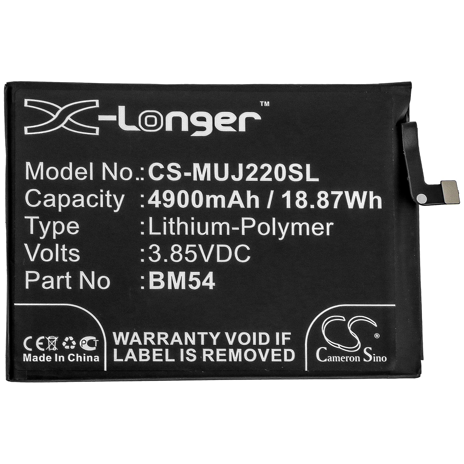 Li-Polymer Battery fits Redmi, A001xm, M2007j22c, M2007j22g 3.85V, 4900mAh Mobile & SmartPhone Cameron Sino Technology Limited
