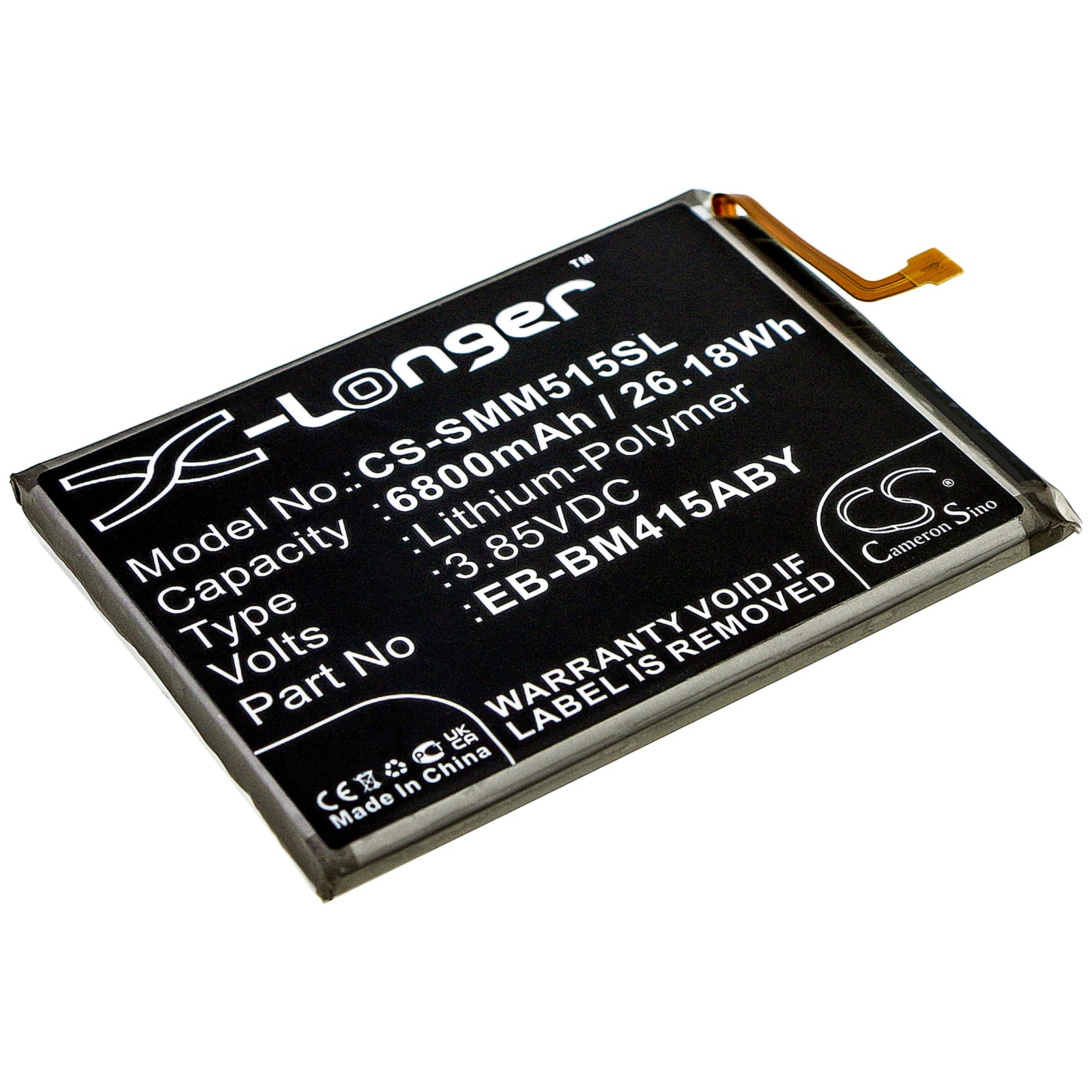 Li-Polymer Battery fits Samsung, Galaxy M51, Sm-m515, Sm-m515f/dsn 3.85V, 6800mAh Mobile & SmartPhone Cameron Sino Technology Limited