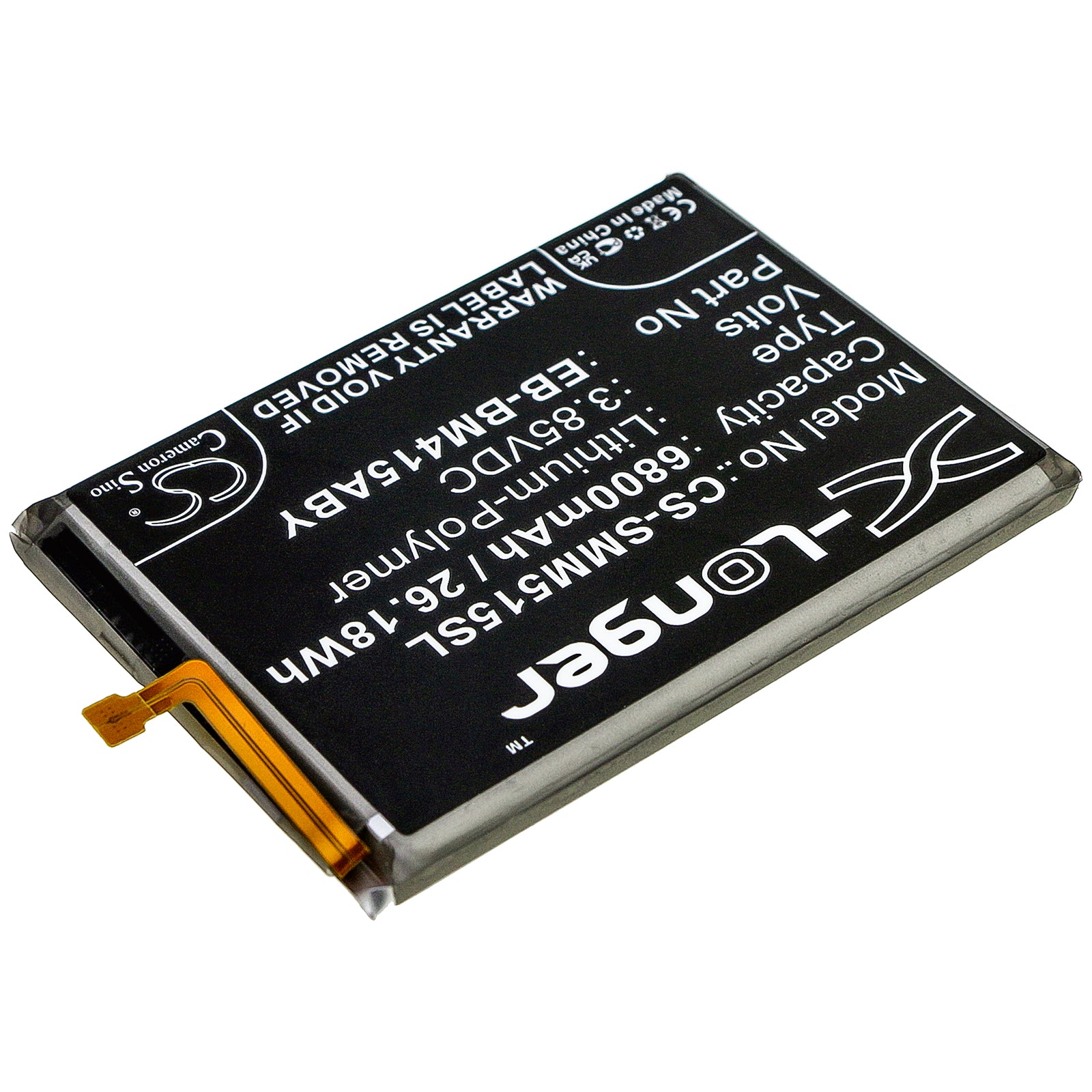 Li-Polymer Battery fits Samsung, Galaxy M51, Sm-m515, Sm-m515f/dsn 3.85V, 6800mAh Mobile & SmartPhone Cameron Sino Technology Limited