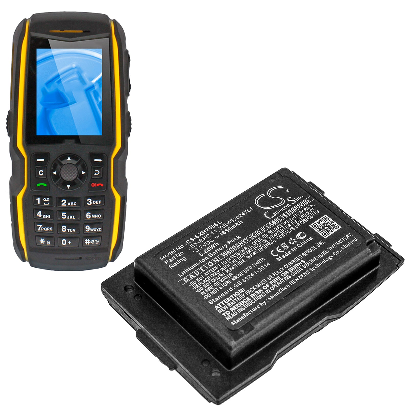 Li-ion Battery fits Sonim, Ecom Ex-handy 07, Ecom Ex-handy 08, Xp3410 Is 3.7V, 1850mAh Communications Cameron Sino Technology Limited