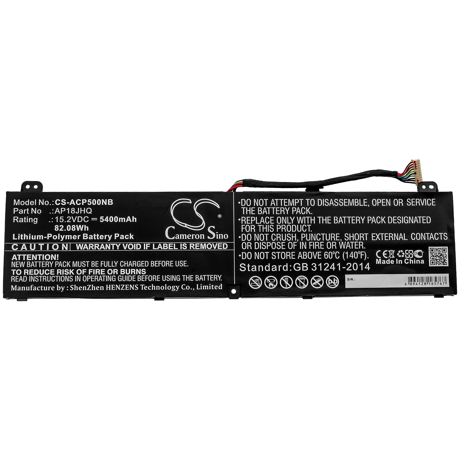 Li-Polymer Battery fits Acer, Conceptd 7 Cn715-71, Conceptd 7 Cn715-71-708a 15.2V, 5400mAh Notebook & Laptop Cameron Sino Technology Limited