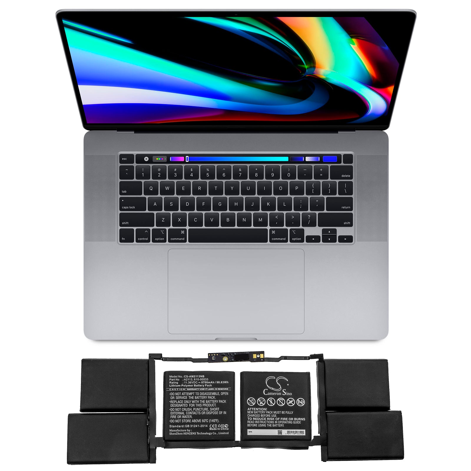 Li-Polymer Battery fits Apple, A2141, Macbook Pro 16 2019, Macbook Pro 16 2019 I9 5500m 11.36V, 8700mAh Notebook & Laptop Cameron Sino Technology Limited