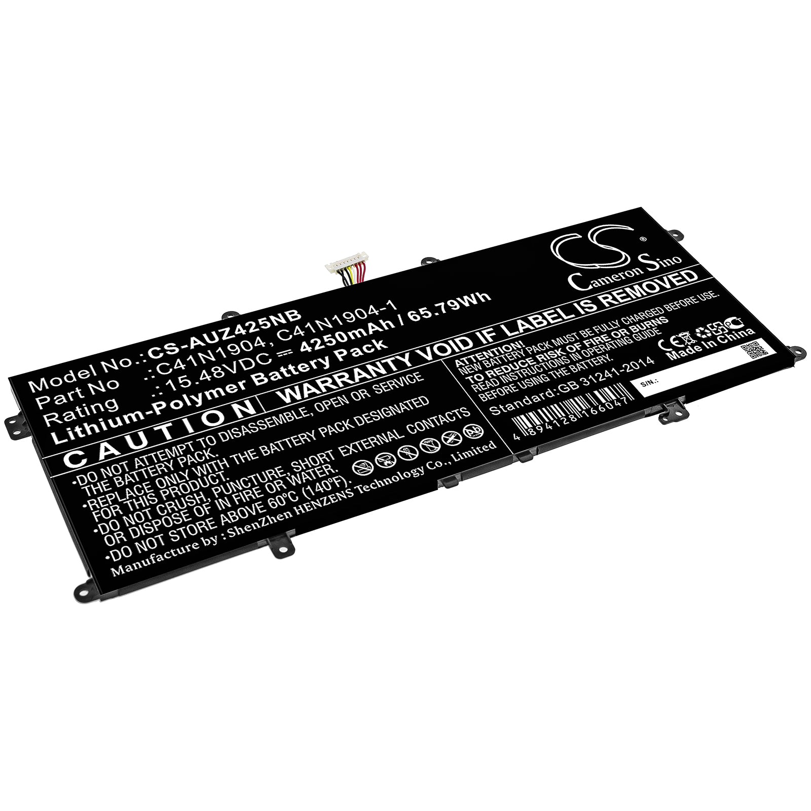 Li-Polymer Battery fits Asus, Deluxe 14s, Ux425ia, X435ea 15.48V, 4250mAh Notebook & Laptop Cameron Sino Technology Limited