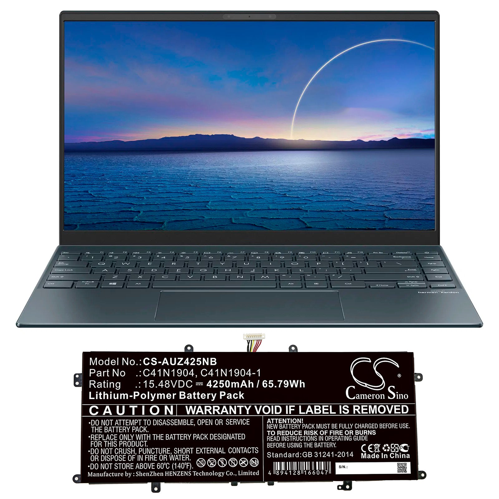 Li-Polymer Battery fits Asus, Deluxe 14s, Ux425ia, X435ea 15.48V, 4250mAh Notebook & Laptop Cameron Sino Technology Limited