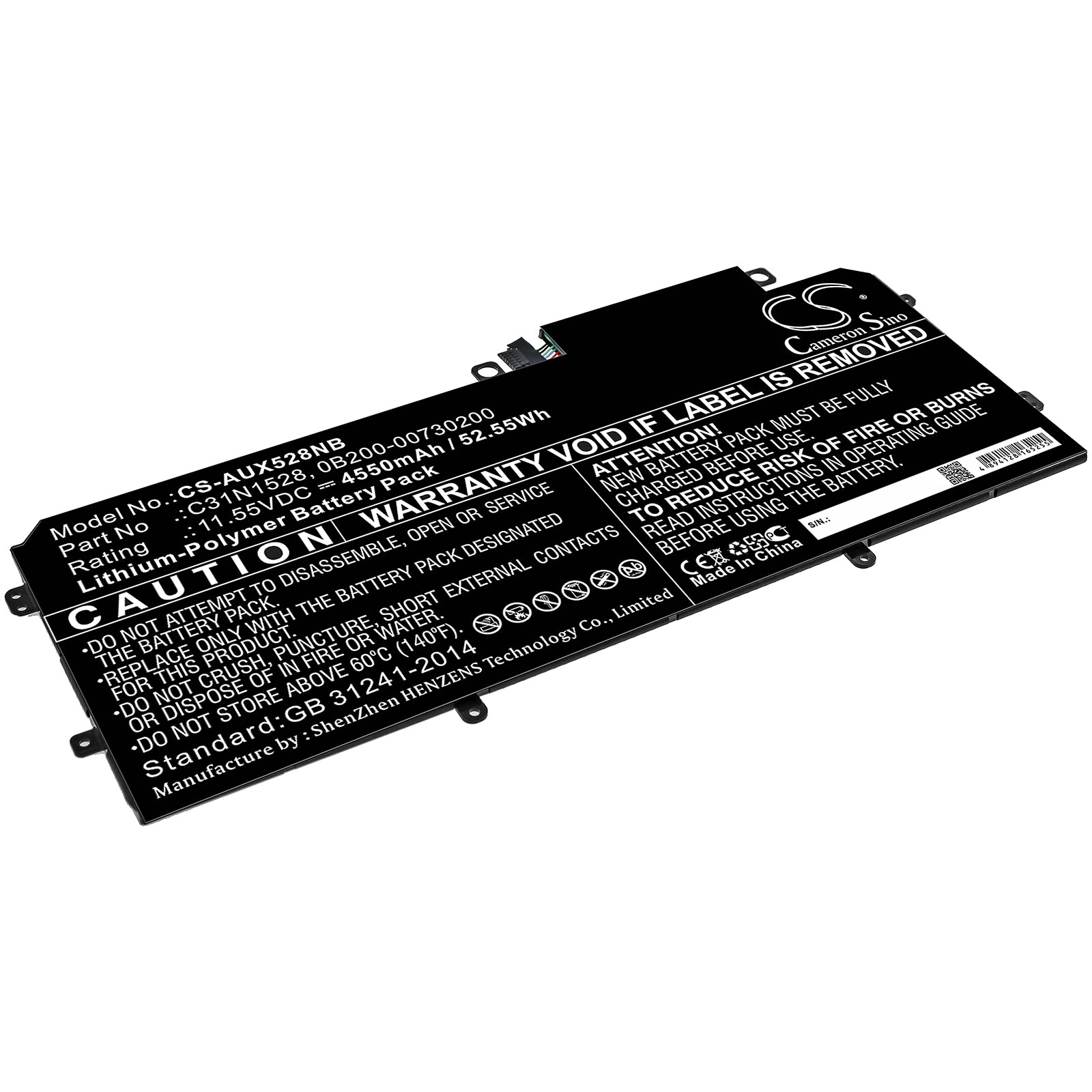 Li-Polymer Battery fits Asus, Q324ca, Ux360ca, Ux360ca-1a 11.55V, 4550mAh Notebook & Laptop Cameron Sino Technology Limited
