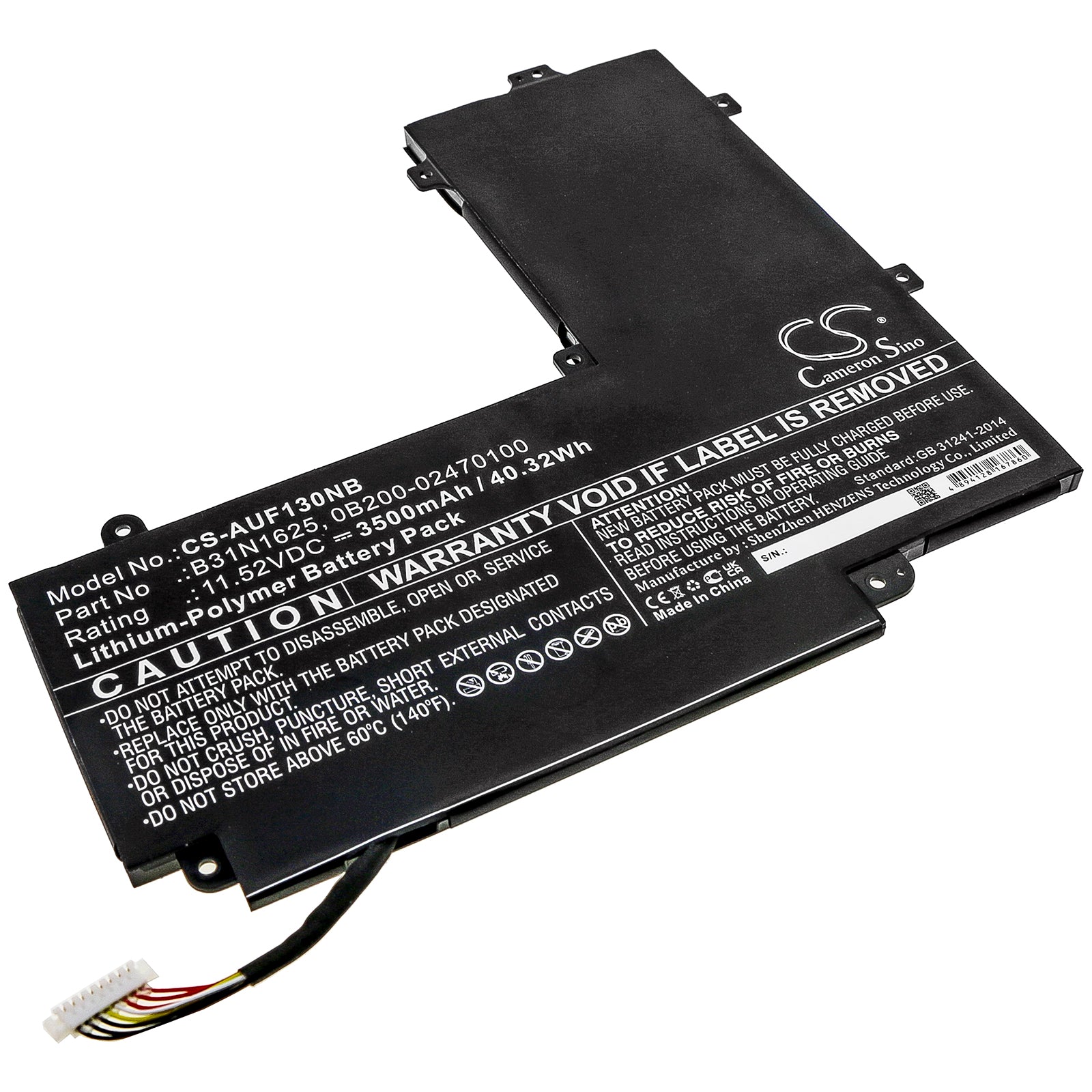 Li-Polymer Battery fits Asus, Tp203mah, Tp203mah-1e, Tp203mah-1g 11.52V, 3500mAh Notebook & Laptop Cameron Sino Technology Limited