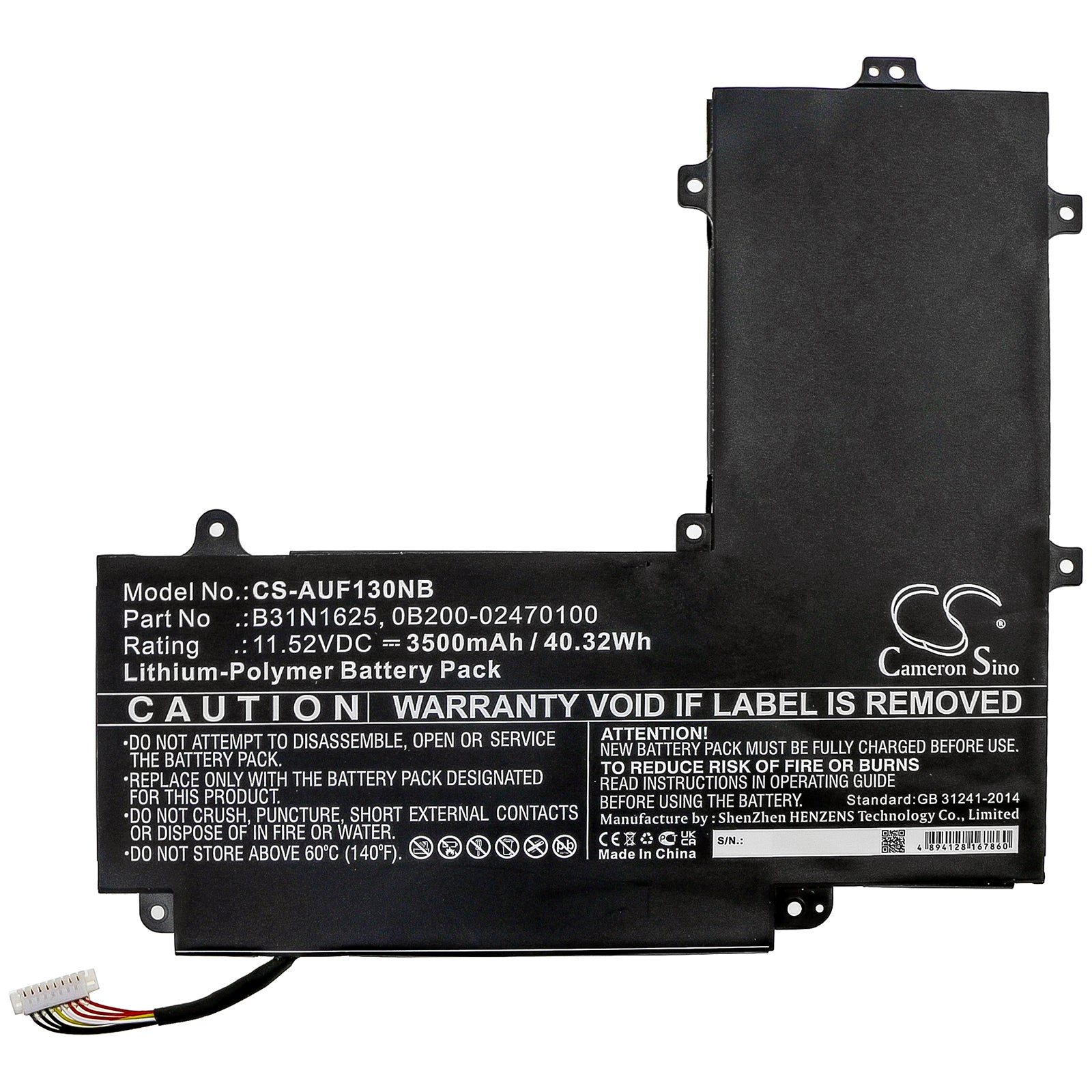 Li-Polymer Battery fits Asus, Tp203mah, Tp203mah-1e, Tp203mah-1g 11.52V, 3500mAh Notebook & Laptop Cameron Sino Technology Limited