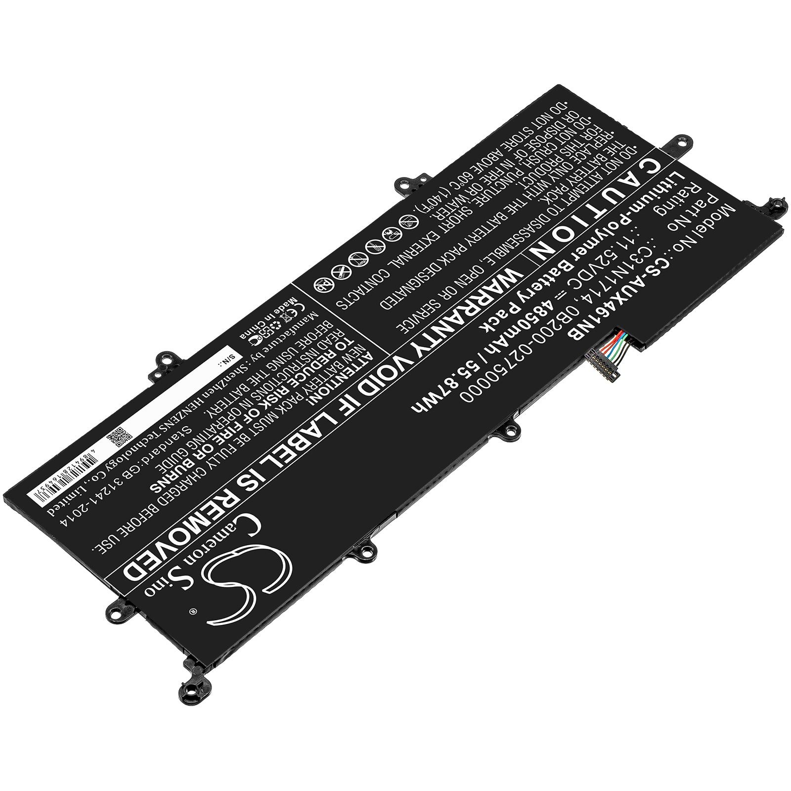 Li-Polymer Battery fits Asus, Ux461, Ux461fa, Ux461fa-1a 11.52V, 4850mAh Notebook & Laptop Cameron Sino Technology Limited