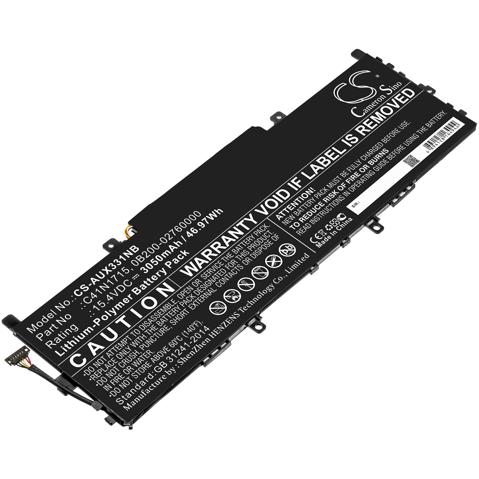 Li-Polymer Battery fits Asus, U3100fn, U3100un, Ux331fn 15.4V, 3050mAh Notebook & Laptop Cameron Sino Technology Limited