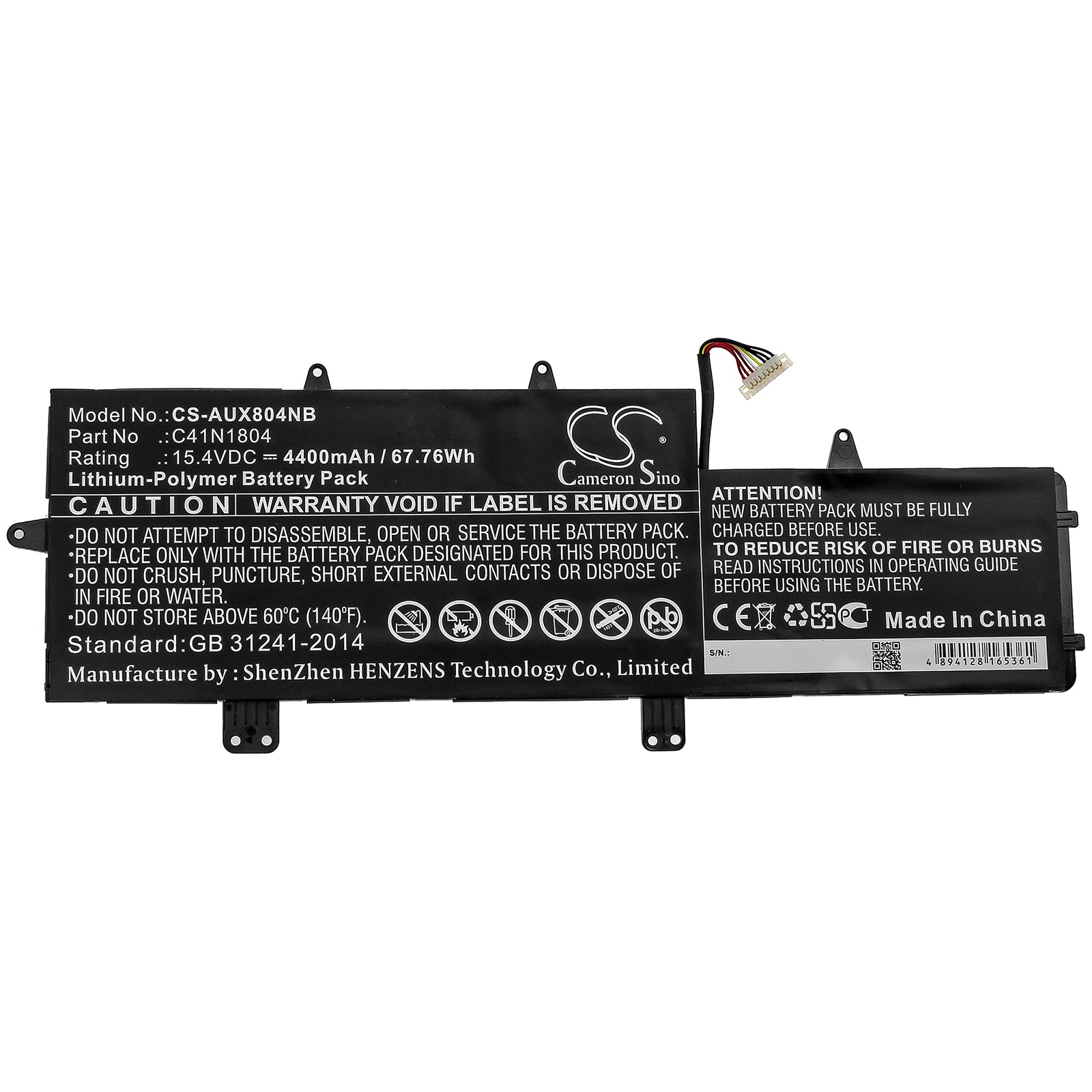 Li-Polymer Battery fits Asus, Ux450fd-1a, Ux450fd-be014t, Ux450fd-be023t 15.4V, 4400mAh Notebook & Laptop Cameron Sino Technology Limited