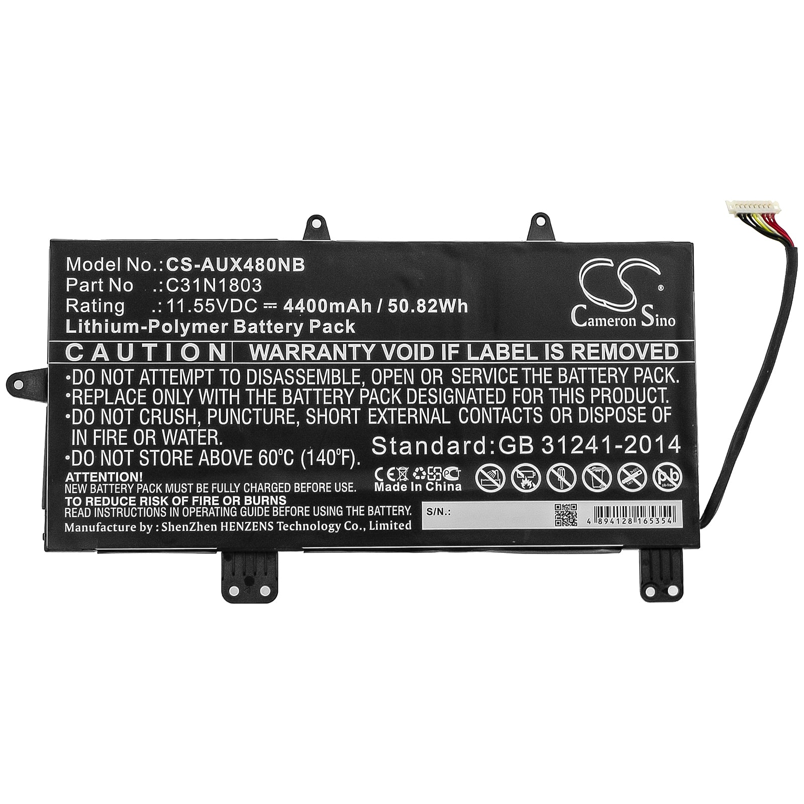 Li-Polymer Battery fits Asus, Ux480fd Ux450fd, Zenbook Pro 14 Ux480 11.55V, 4400mAh Notebook & Laptop Cameron Sino Technology Limited