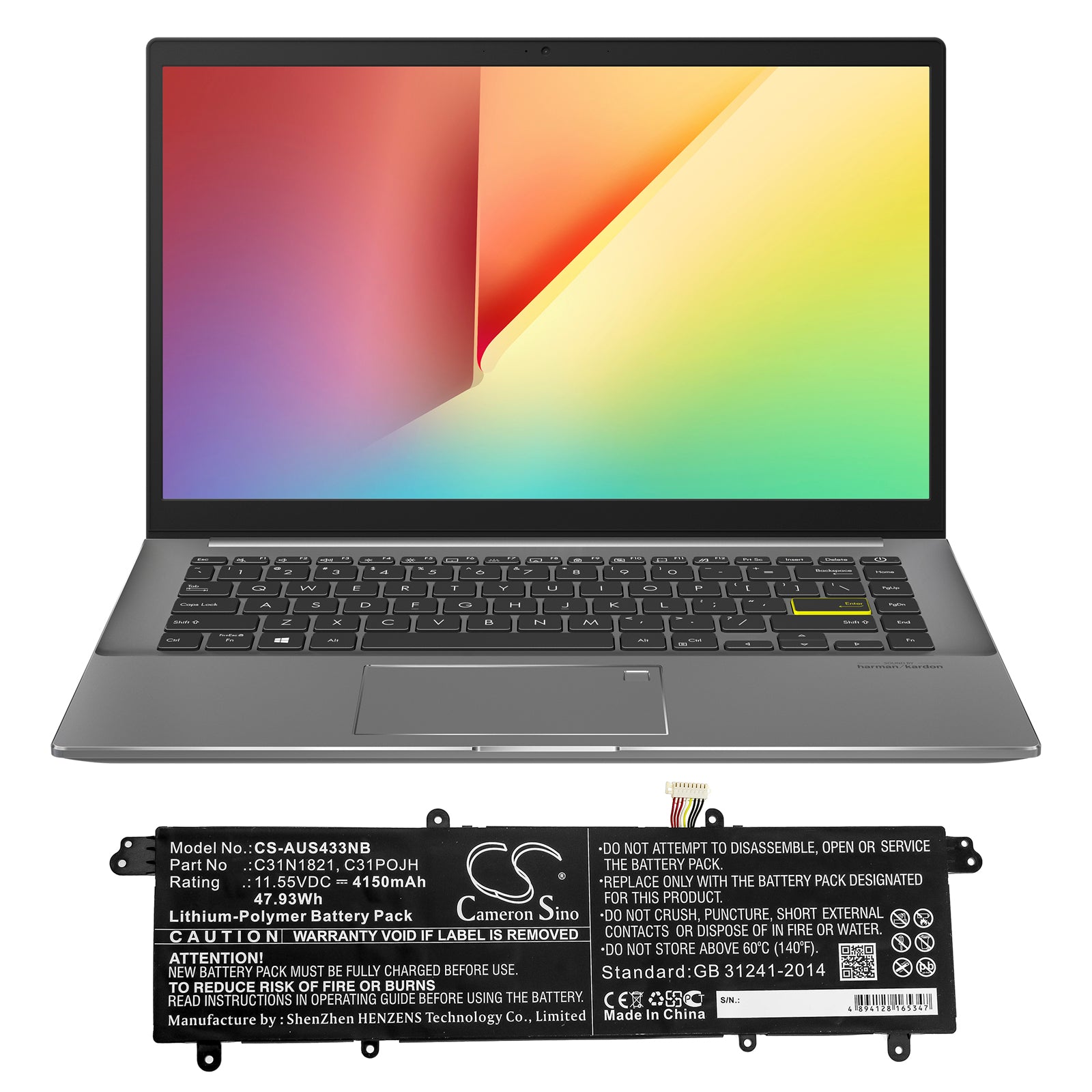 Li-Polymer Battery fits Asus, Ux3000xn, Ux392fa, Ux392fn-2b 11.55V, 4150mAh Notebook & Laptop Cameron Sino Technology Limited