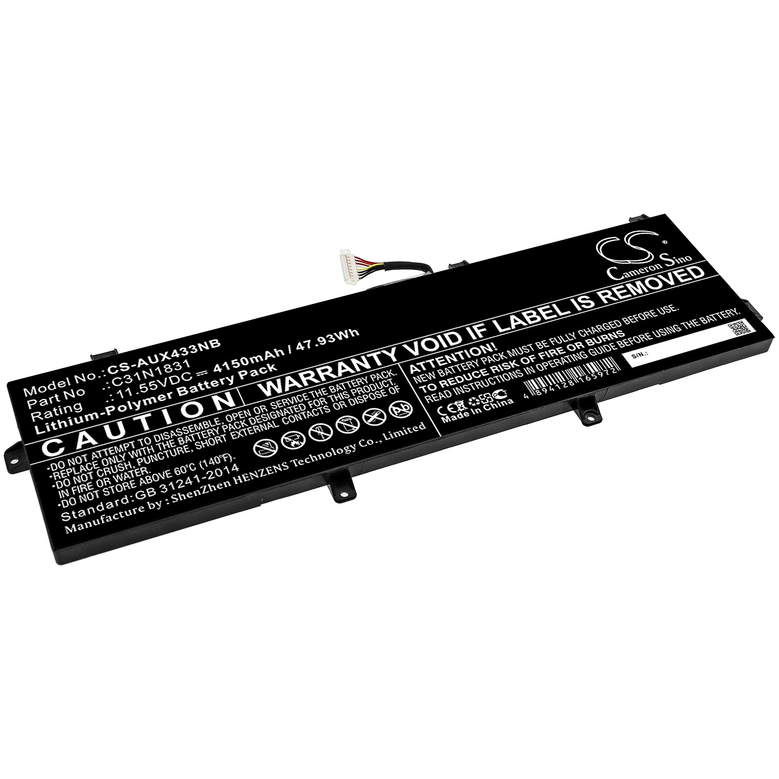 Li-Polymer Battery fits Asus, P3540fa, P3540fa-0091a8265u, P3540fa-0101a8565u 11.55V, 4150mAh Notebook & Laptop Cameron Sino Technology Limited
