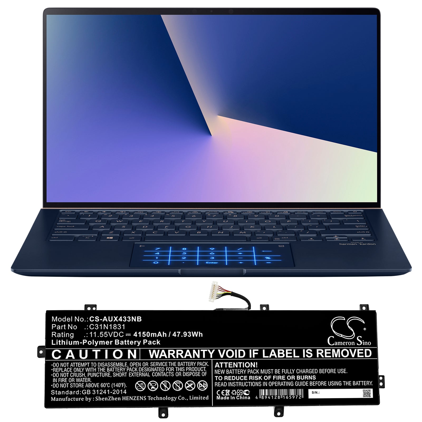 Li-Polymer Battery fits Asus, P3540fa, P3540fa-0091a8265u, P3540fa-0101a8565u 11.55V, 4150mAh Notebook & Laptop Cameron Sino Technology Limited