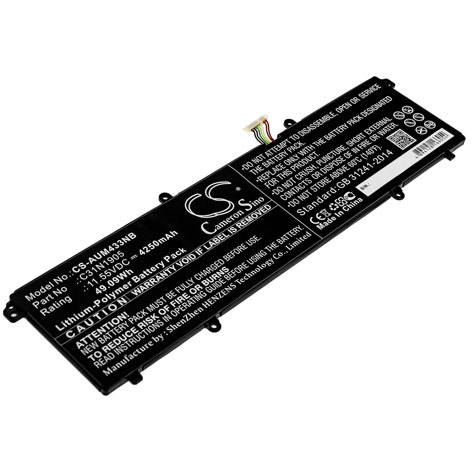 Li-Polymer Battery fits Asus, Vivobook 14 S433fl-eb072t, Vivobook 14 S433fl-eb093t 11.55V, 4250mAh Notebook & Laptop Cameron Sino Technology Limited