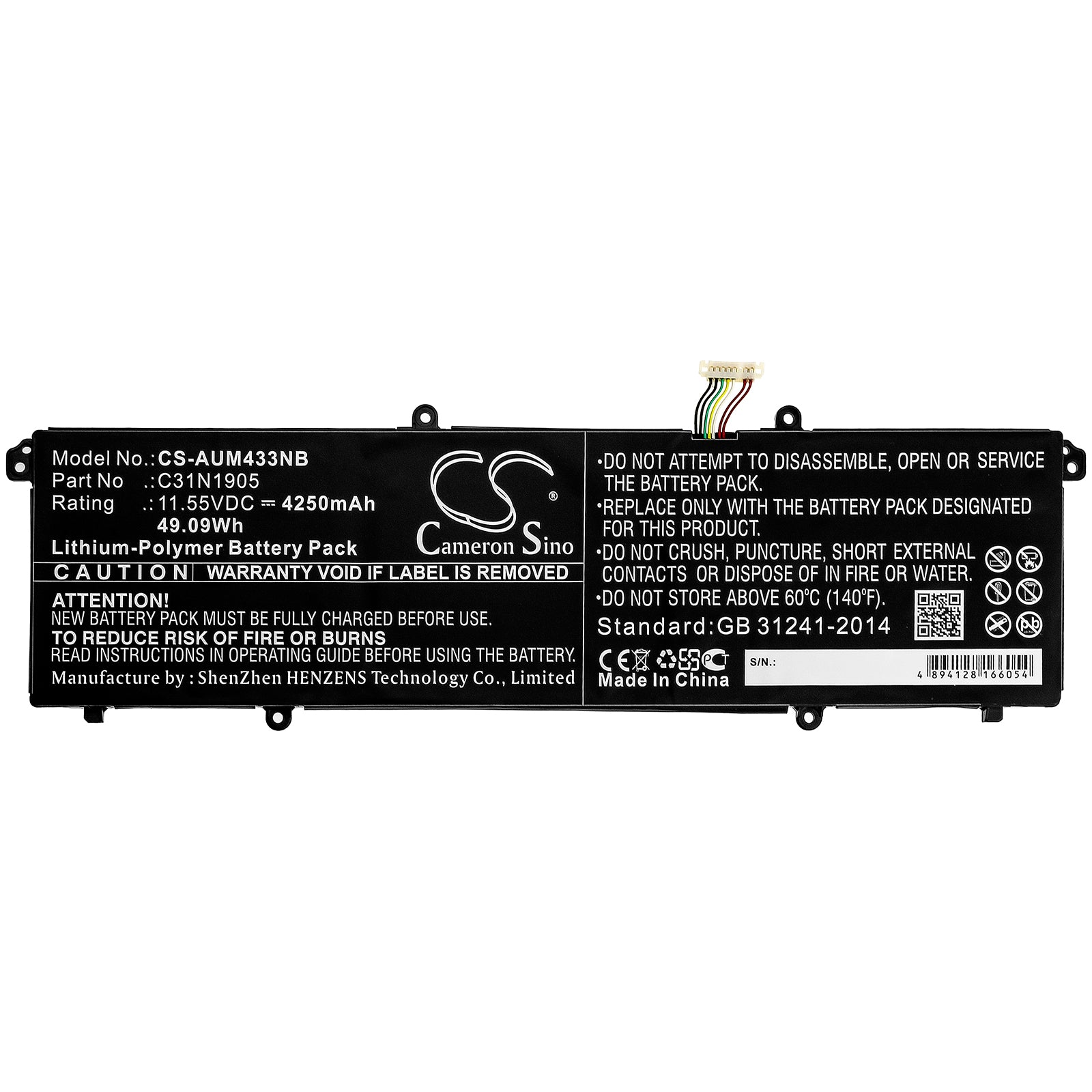 Li-Polymer Battery fits Asus, Vivobook 14 S433fl-eb072t, Vivobook 14 S433fl-eb093t 11.55V, 4250mAh Notebook & Laptop Cameron Sino Technology Limited