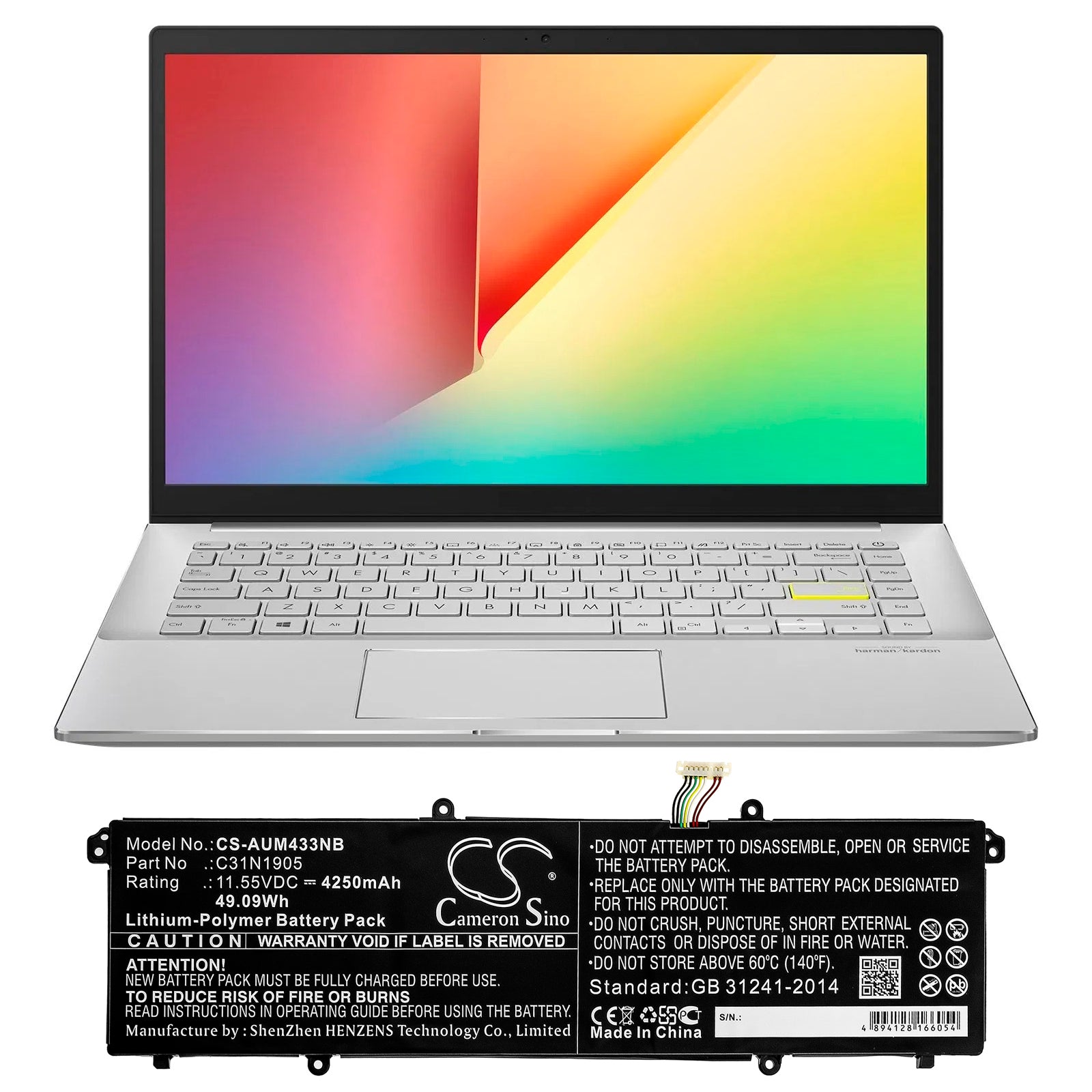Li-Polymer Battery fits Asus, Vivobook 14 S433fl-eb072t, Vivobook 14 S433fl-eb093t 11.55V, 4250mAh Notebook & Laptop Cameron Sino Technology Limited