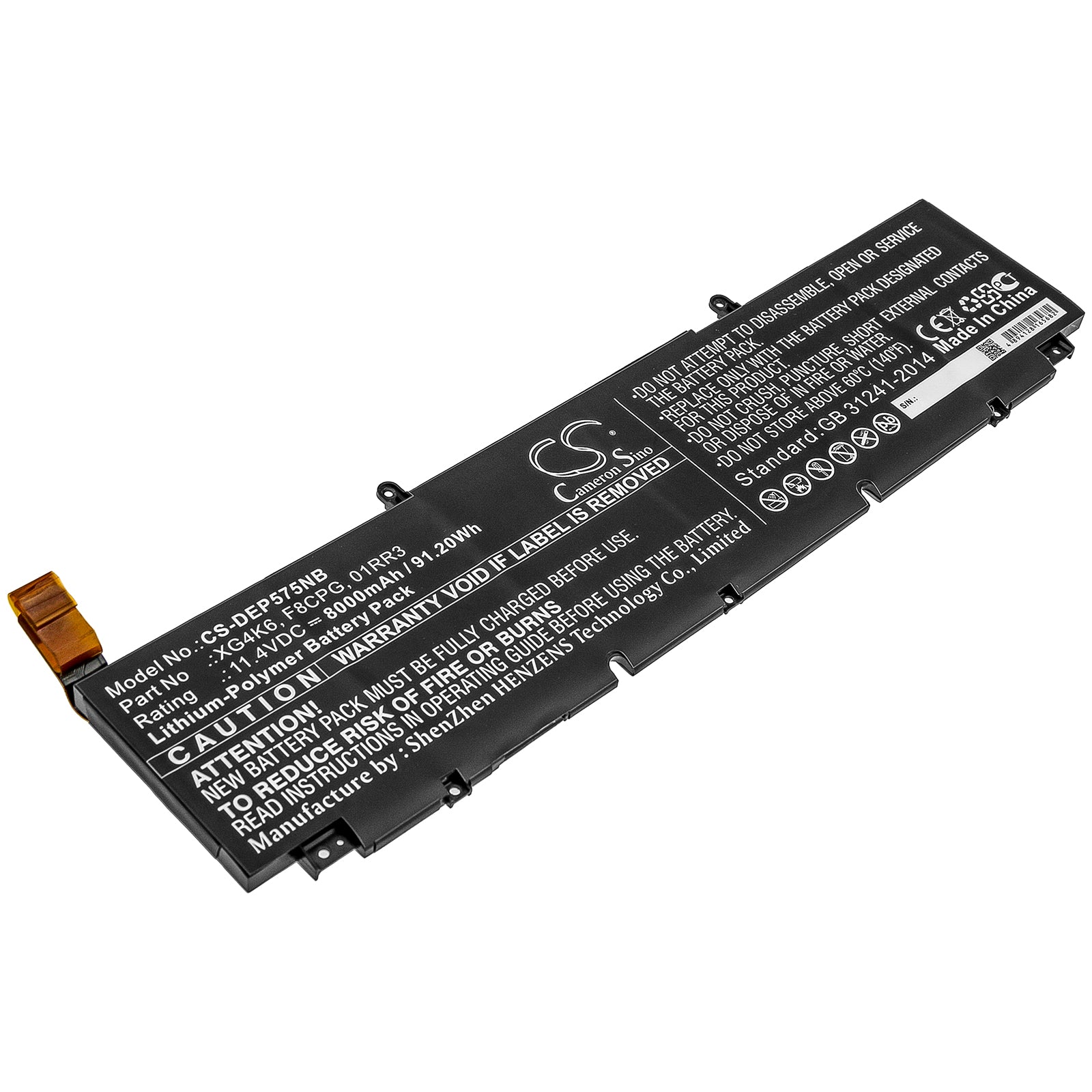 Li-Polymer Battery fits Dell, Precision 5750 0yy3v, Precision 5750 370p9, Precision 5750 3jgt0 11.4V, 8000mAh Notebook & Laptop Cameron Sino Technology Limited