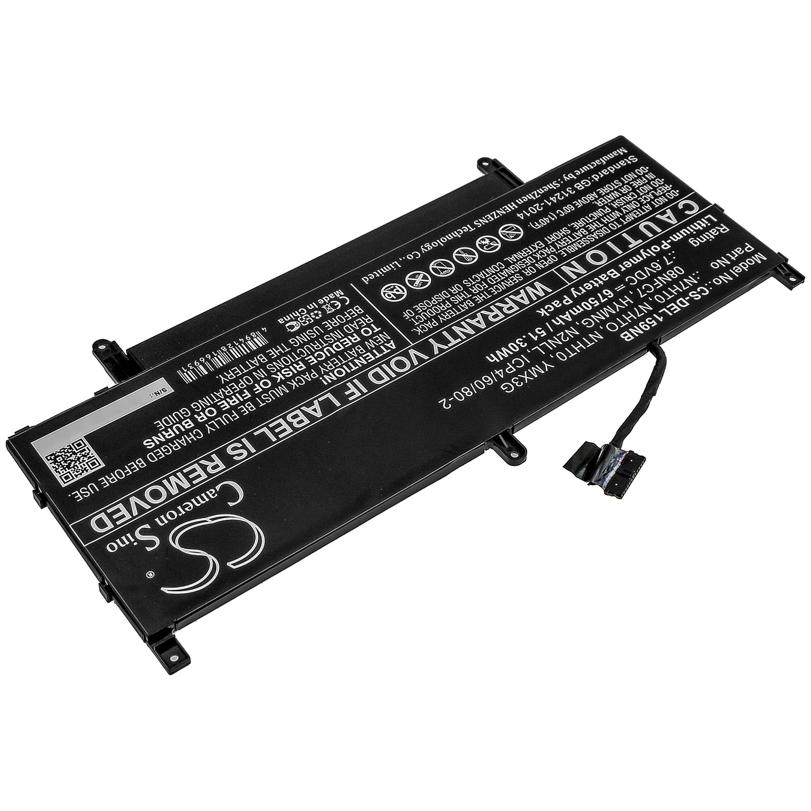 Li-Polymer Battery fits Dell, Latitude 15 9510 06df2, Latitude 15 9510 12ntw, Latitude 15 9510 16x54 7.6V, 6750mAh Notebook & Laptop Cameron Sino Technology Limited