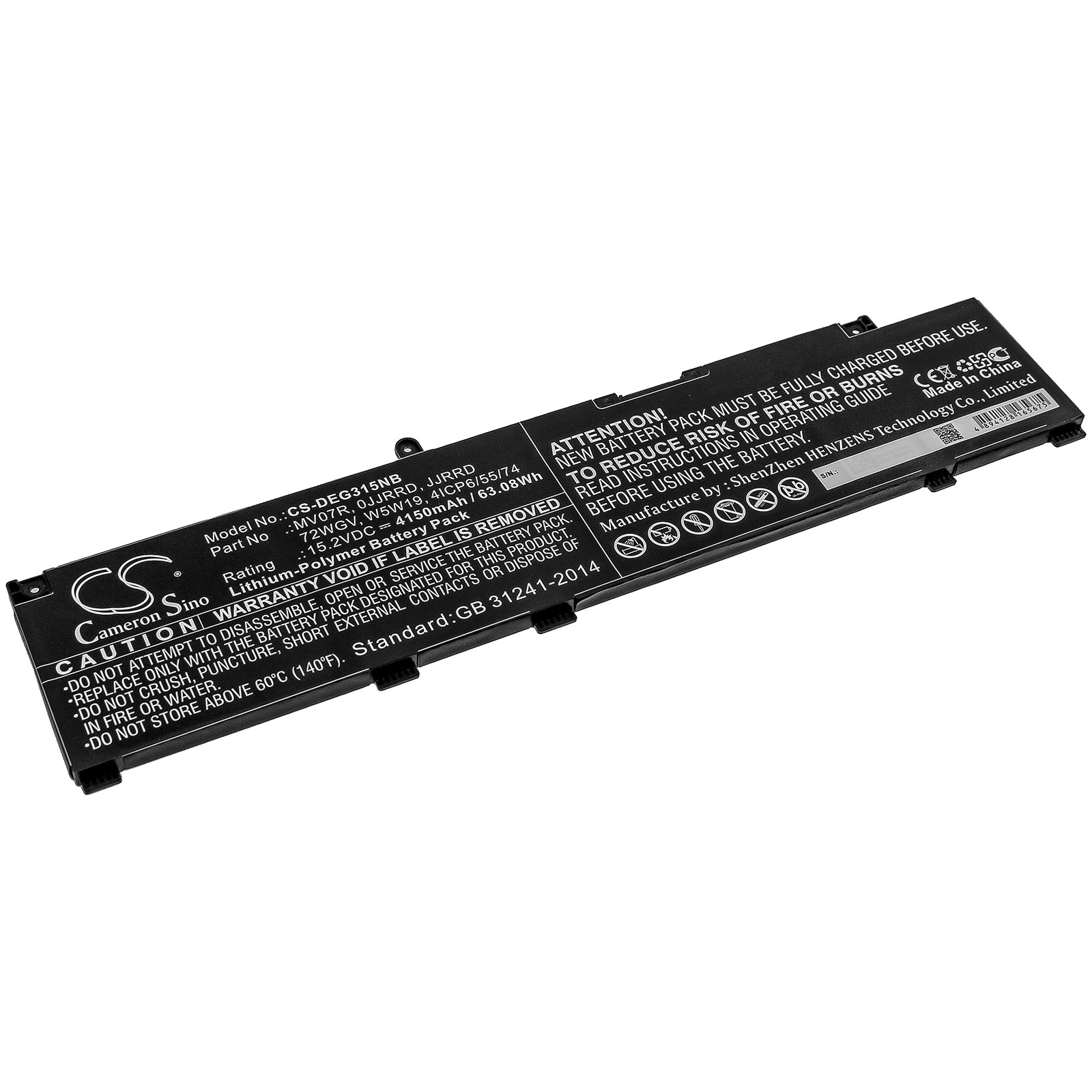 Li-Polymer Battery fits Dell, G3 15 3500 3500-0849, G3 15 3500 3500-0931, G3 15 3500 Gn3500edfrs 15.2V, 4150mAh Notebook & Laptop Cameron Sino Technology Limited