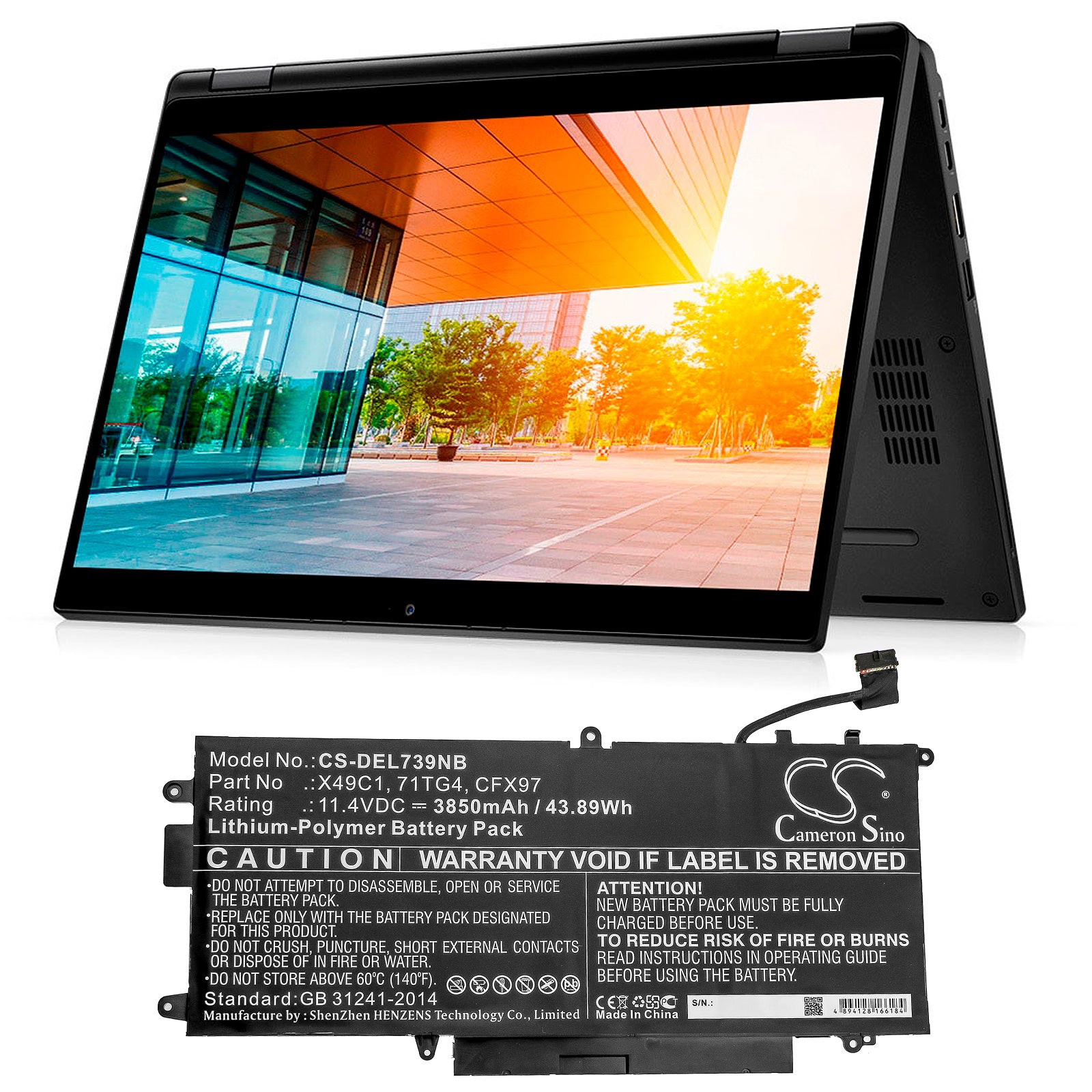 Li-Polymer Battery fits Dell, Latitude 5289 2-in-1, Latitude 7390 2-in-1 11.4V, 3850mAh Notebook & Laptop Cameron Sino Technology Limited