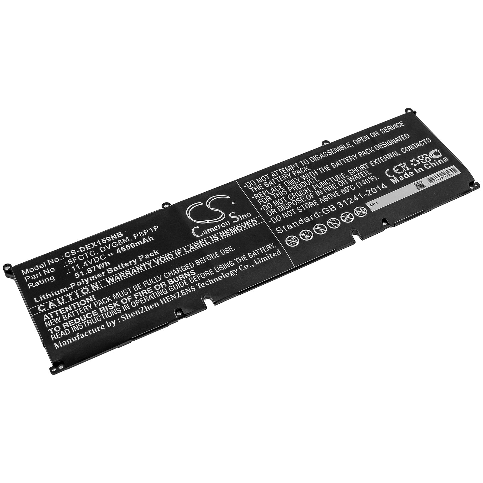 Li-Polymer Battery fits Dell, Xps 15 9500, Xps 15-9500-r1505s, Xps 15-9500-r1845s 11.4V, 4550mAh Notebook & Laptop Cameron Sino Technology Limited