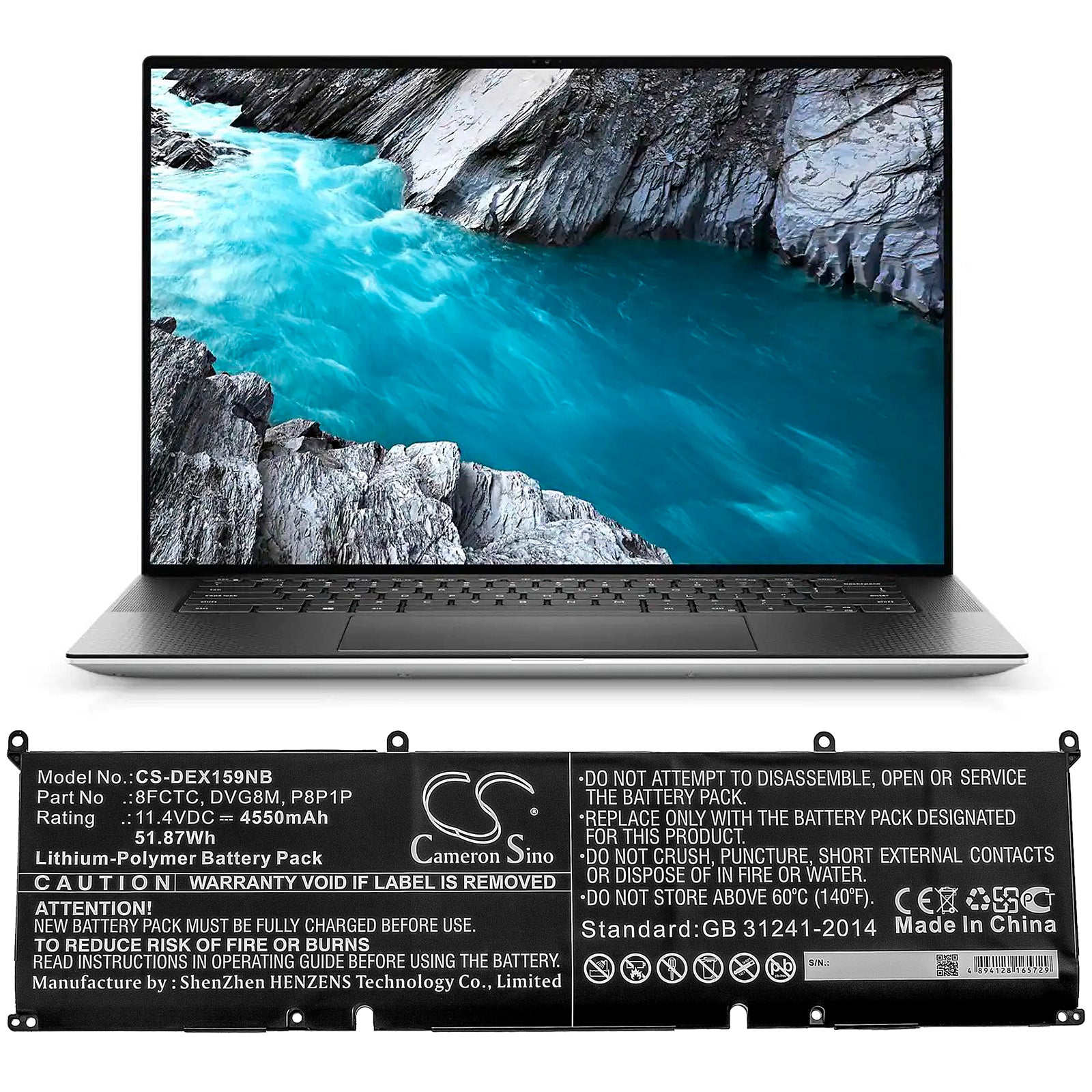 Li-Polymer Battery fits Dell, Xps 15 9500, Xps 15-9500-r1505s, Xps 15-9500-r1845s 11.4V, 4550mAh Notebook & Laptop Cameron Sino Technology Limited