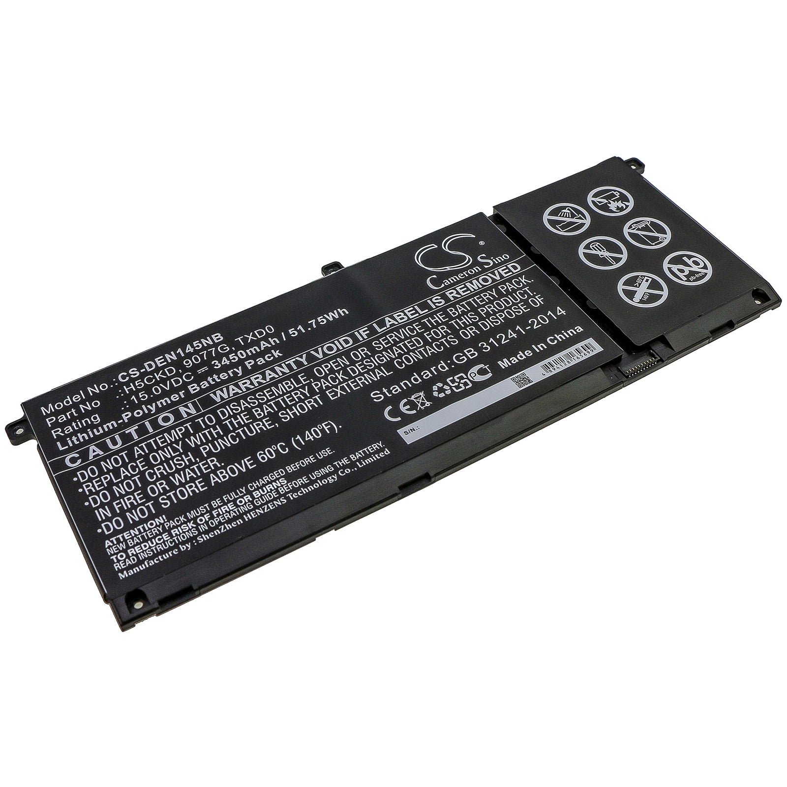 Li-Polymer Battery fits Dell, Inspiron 13 7306 2-in-1, Inspiron 14 5401, Inspiron 15 5501 15.0V, 3450mAh Notebook & Laptop Cameron Sino Technology Limited