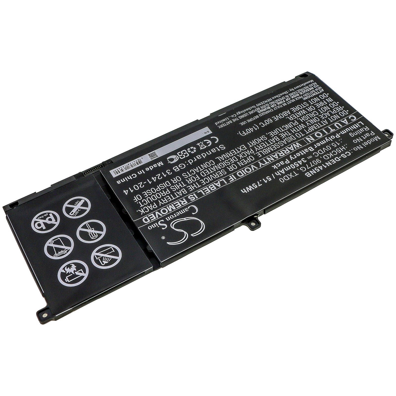 Li-Polymer Battery fits Dell, Inspiron 13 7306 2-in-1, Inspiron 14 5401, Inspiron 15 5501 15.0V, 3450mAh Notebook & Laptop Cameron Sino Technology Limited