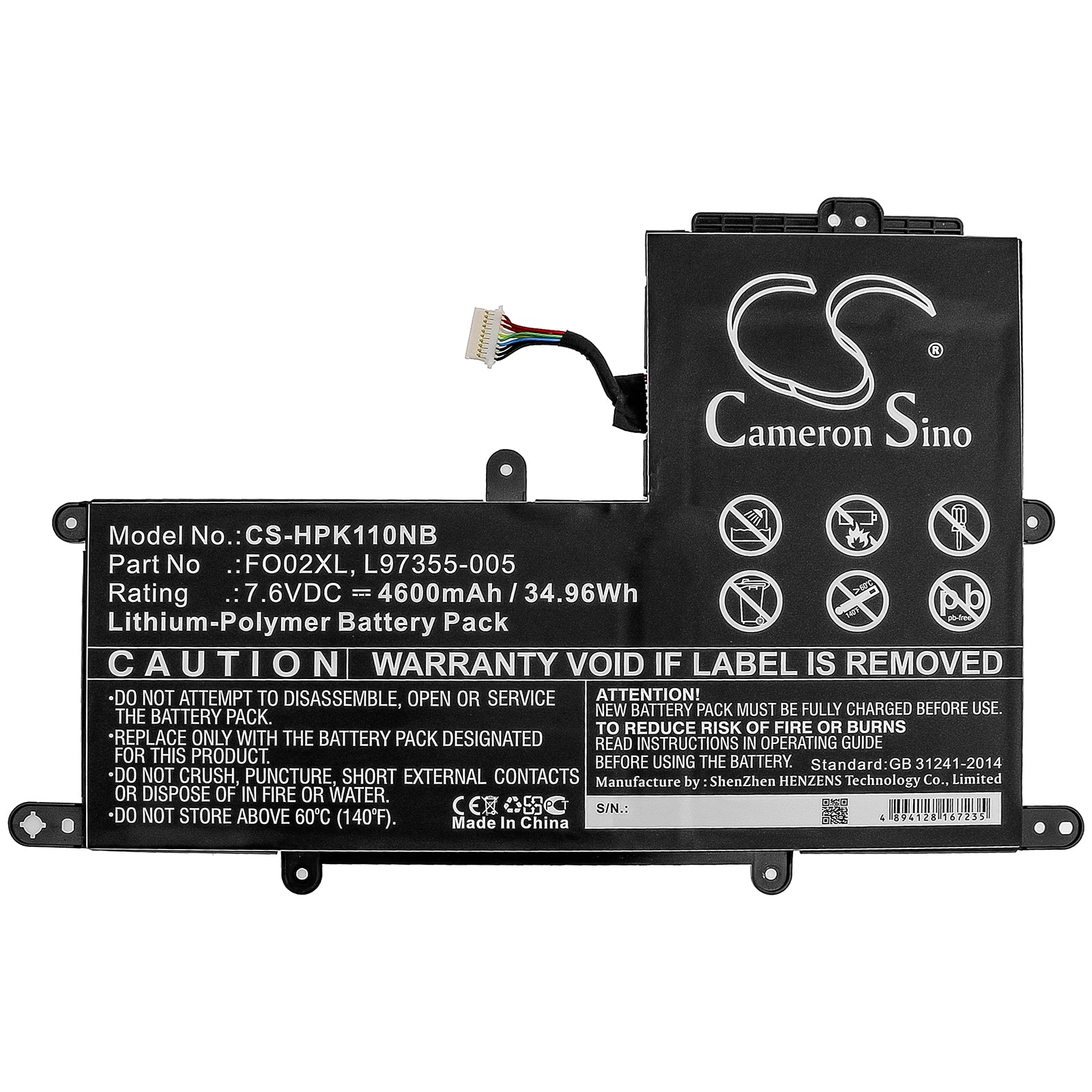 Li-Polymer Battery fits Hp, Chromebook 11a, Chromebook 11a-na 7.6V, 4600mAh Notebook & Laptop Cameron Sino Technology Limited