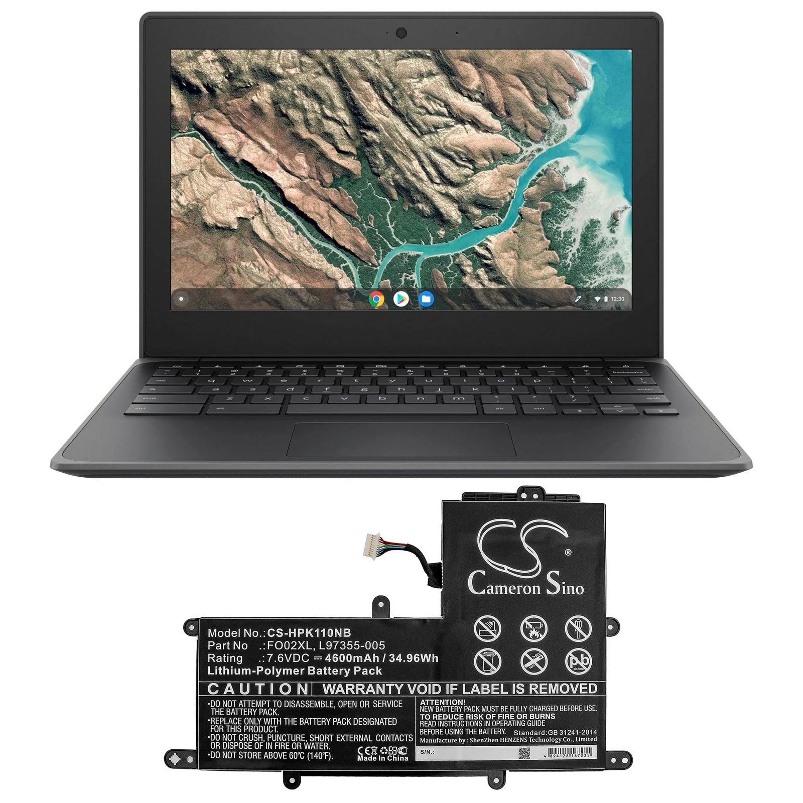 Li-Polymer Battery fits Hp, Chromebook 11a, Chromebook 11a-na 7.6V, 4600mAh Notebook & Laptop Cameron Sino Technology Limited