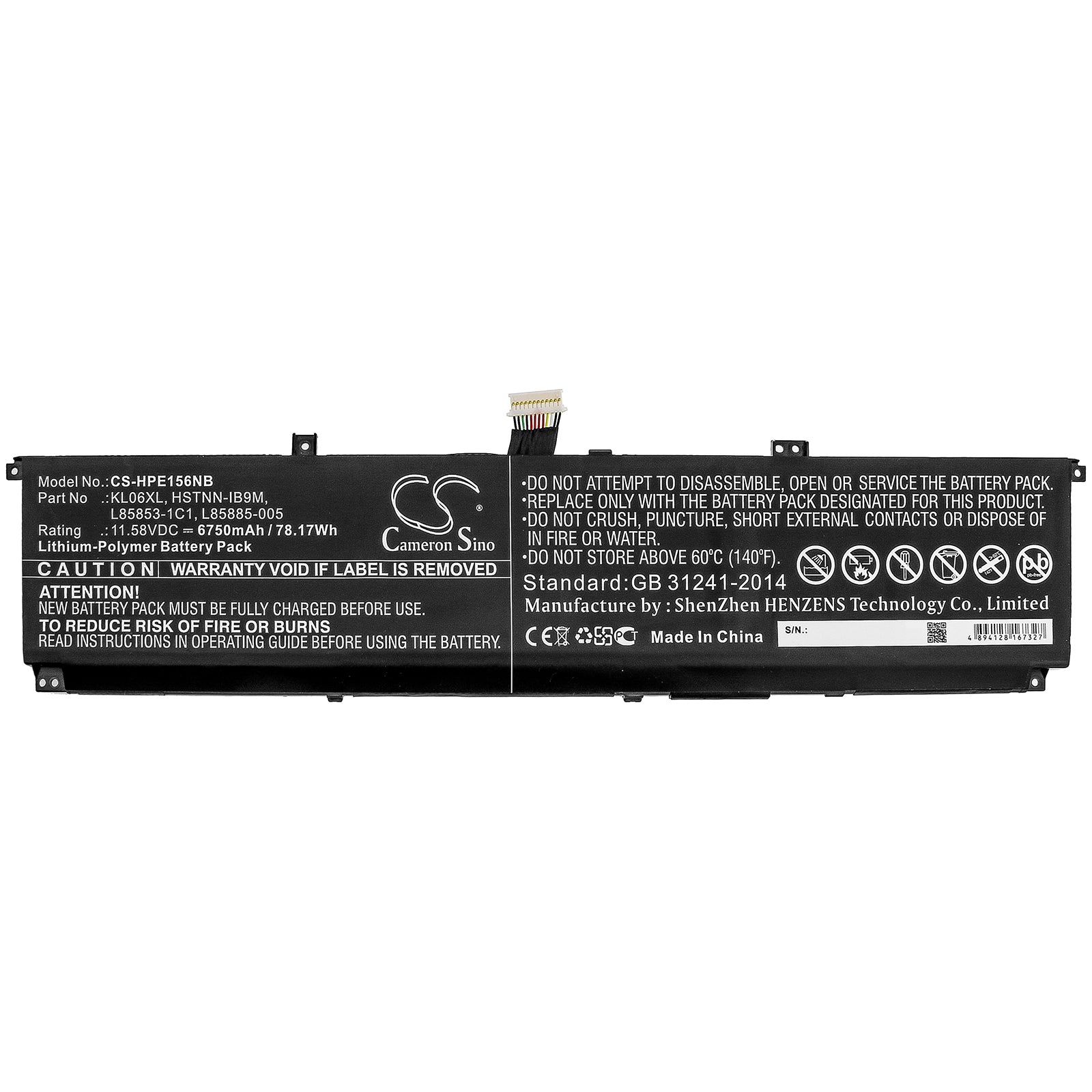Li-Polymer Battery fits Hp, Envy 15-ep0000ns, Envy 15-ep0000nu, Envy 15-ep0001nk 11.58V, 6750mAh Notebook & Laptop Cameron Sino Technology Limited