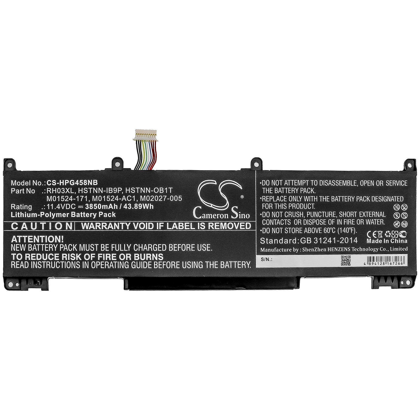 Li-Polymer Battery fits Hp, Probook 450 G8, Probook 650 G8 11.4V, 3850mAh Notebook & Laptop Cameron Sino Technology Limited
