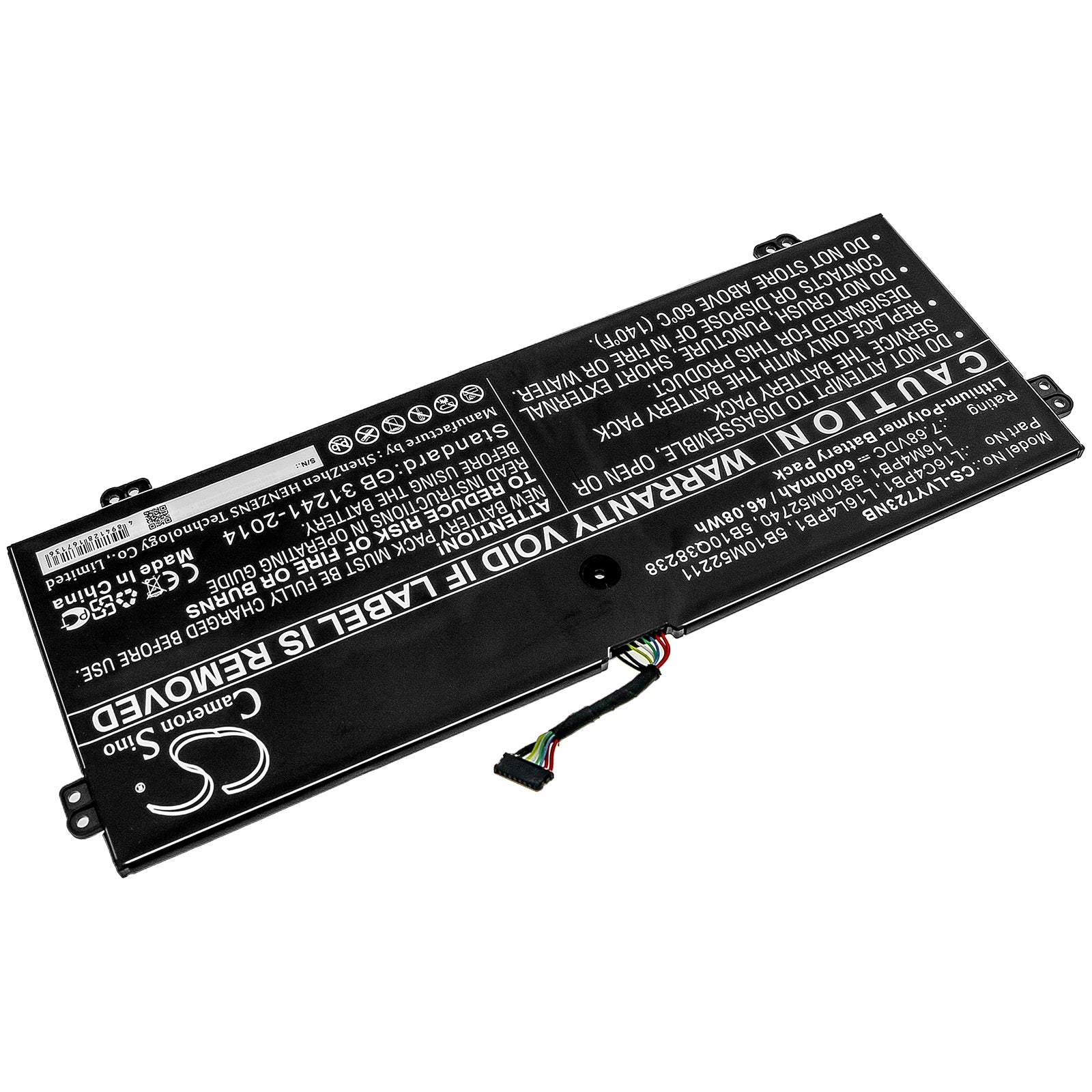 Li-Polymer Battery fits Lenovo, Yg 720-13ikb 80x6006pau 7.68V, 6000mAh Notebook & Laptop Cameron Sino Technology Limited