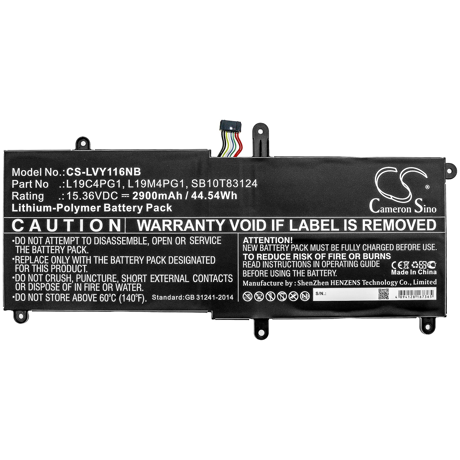 Li-Polymer Battery fits Lenovo, 11e Yoga Gen 6 20ses00100, 11e Yoga Gen 6 20ses00200 15.36V, 2900mAh Notebook & Laptop Cameron Sino Technology Limited