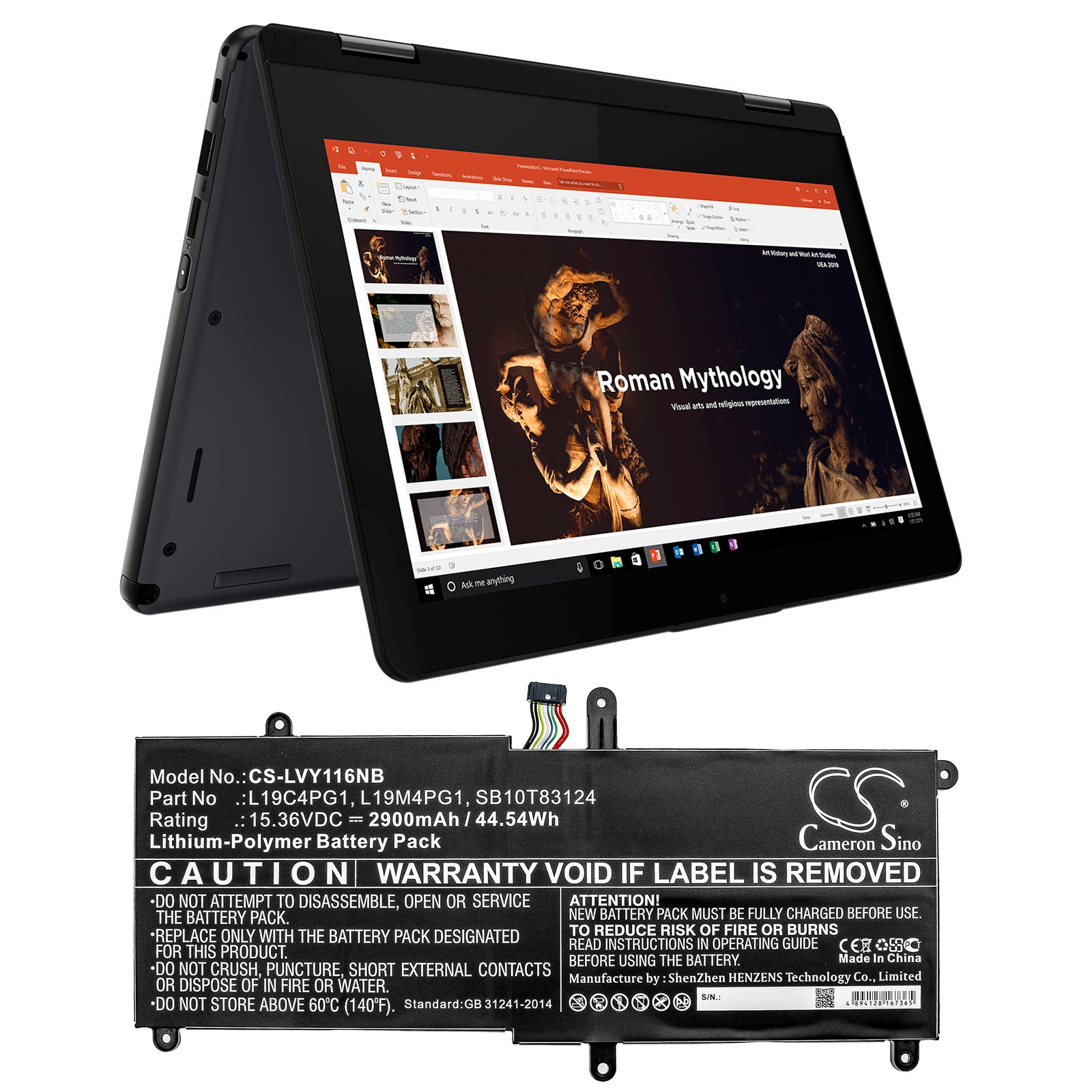 Li-Polymer Battery fits Lenovo, 11e Yoga Gen 6 20ses00100, 11e Yoga Gen 6 20ses00200 15.36V, 2900mAh Notebook & Laptop Cameron Sino Technology Limited