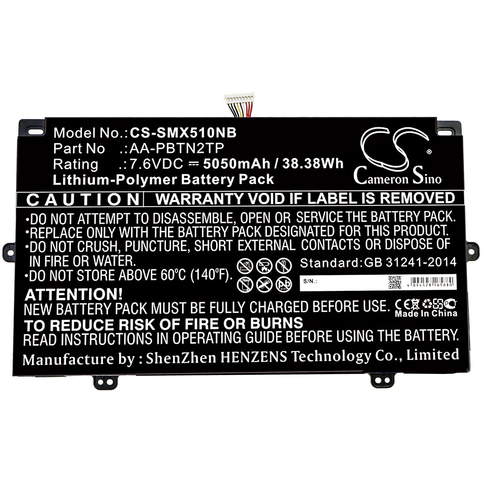 Li-Polymer Battery fits Samsung, Xe510c24, Xe510c24-k01us, Xe510c24-k04us 7.6V, 5050mAh Notebook & Laptop Cameron Sino Technology Limited