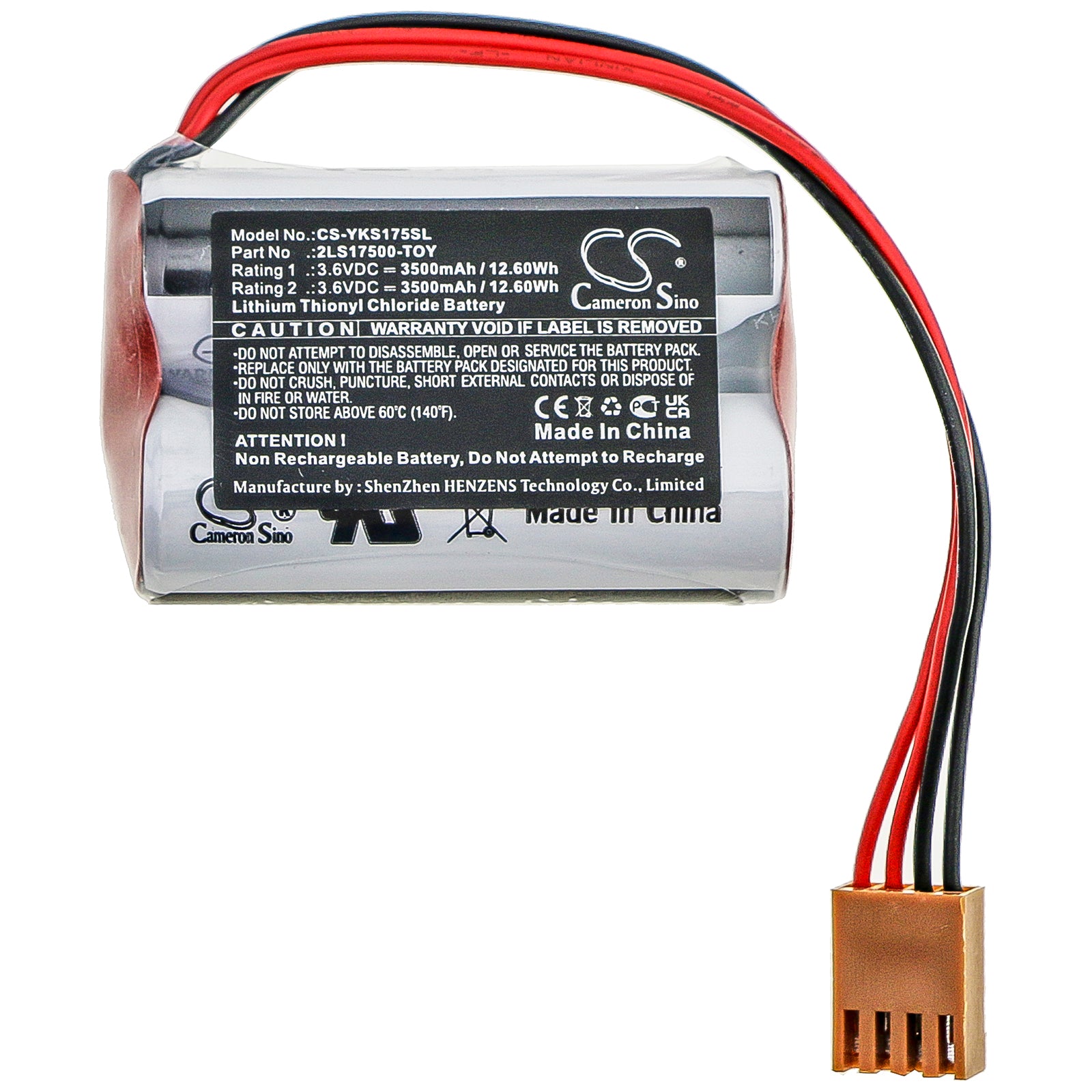 Li-SOCl2 Battery fits Yaskawa, 2ls17500-toy, K-24 Er17/50, 3.6v+3.6v 3.6V, 3500mAh PLC Cameron Sino Technology Limited