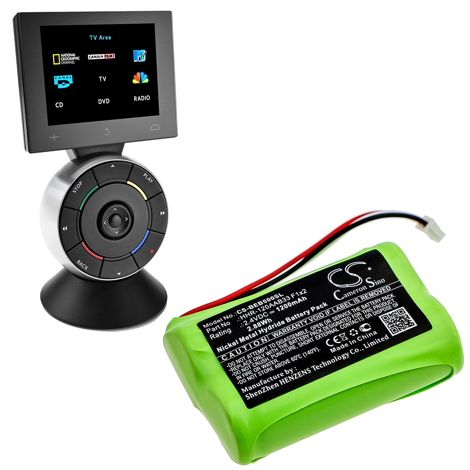 Ni-MH Battery fits Bang & Olufsen, Beo5 2.4V, 1200mAh Remote Control Cameron Sino Technology Limited