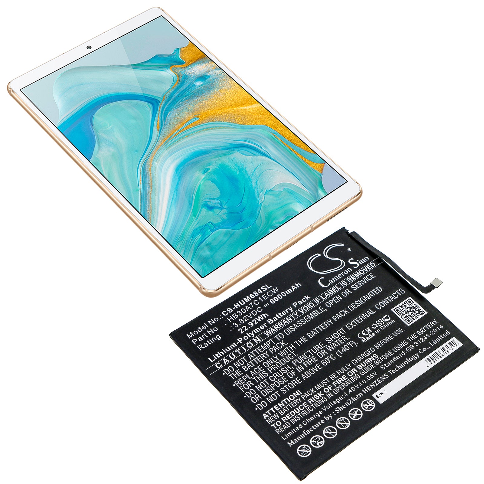 Li-Polymer Battery fits Huawei, Mediapad M6 8.4, Vrd-al09, Vrd-w09 3.82V, 6000mAh Tablet Cameron Sino Technology Limited