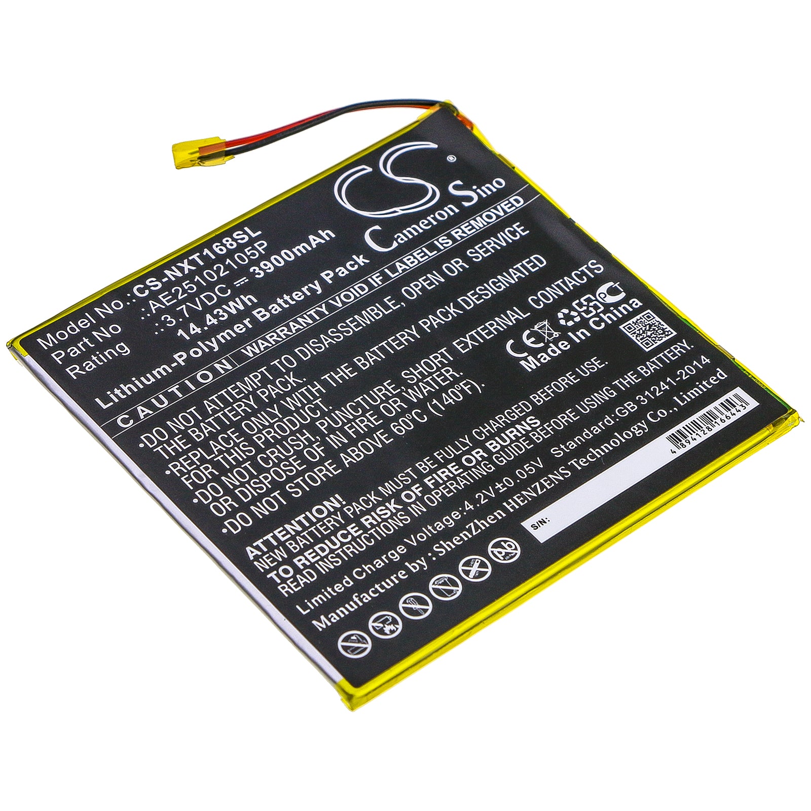 Li-Polymer Battery fits Nextbook, Ares 8a, Nx16a8116kpk 3.7V, 3900mAh Tablet Cameron Sino Technology Limited