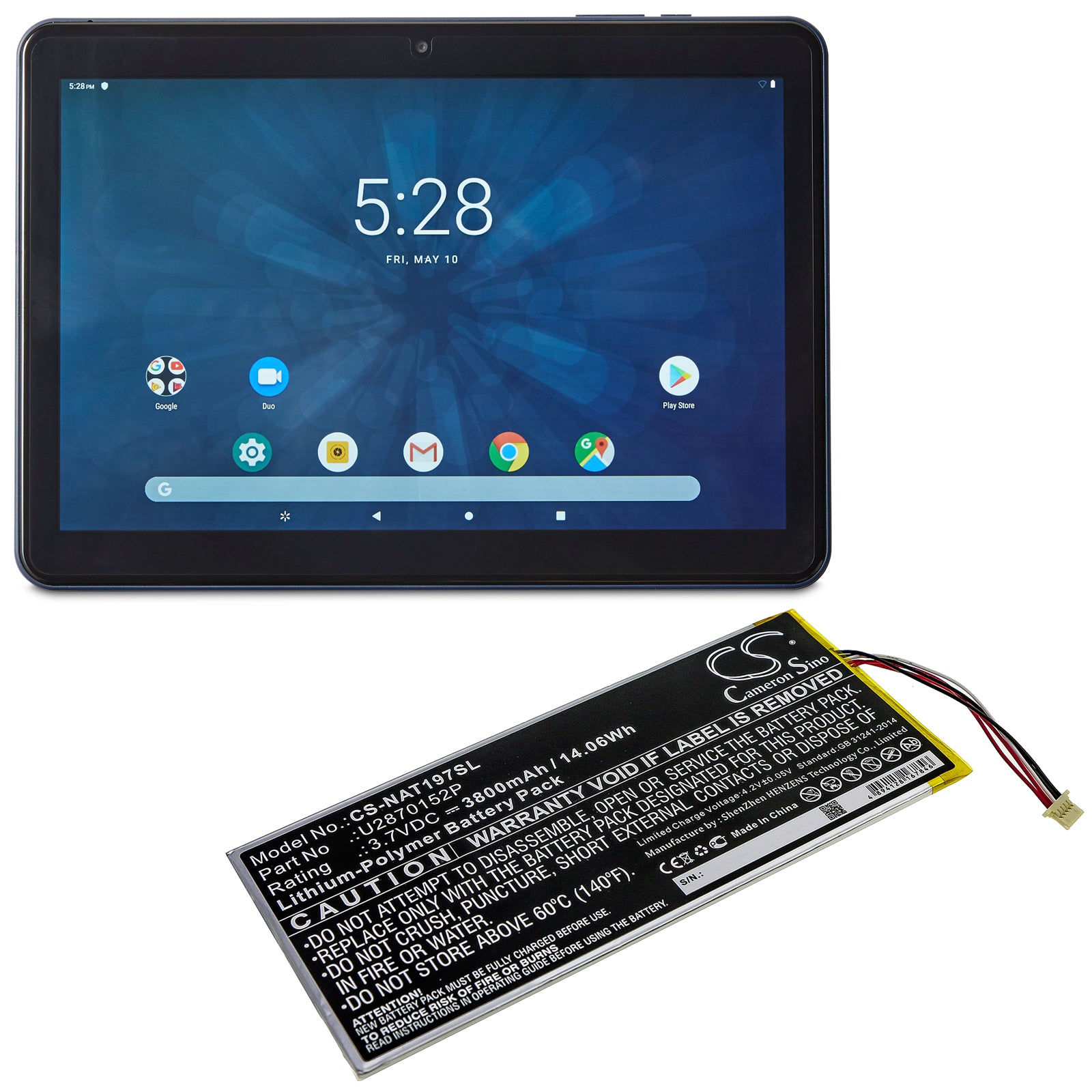 Li-Polymer Battery fits Onn, Ona19tb003, Ona19tb007 3.7V, 3800mAh Tablet Cameron Sino Technology Limited