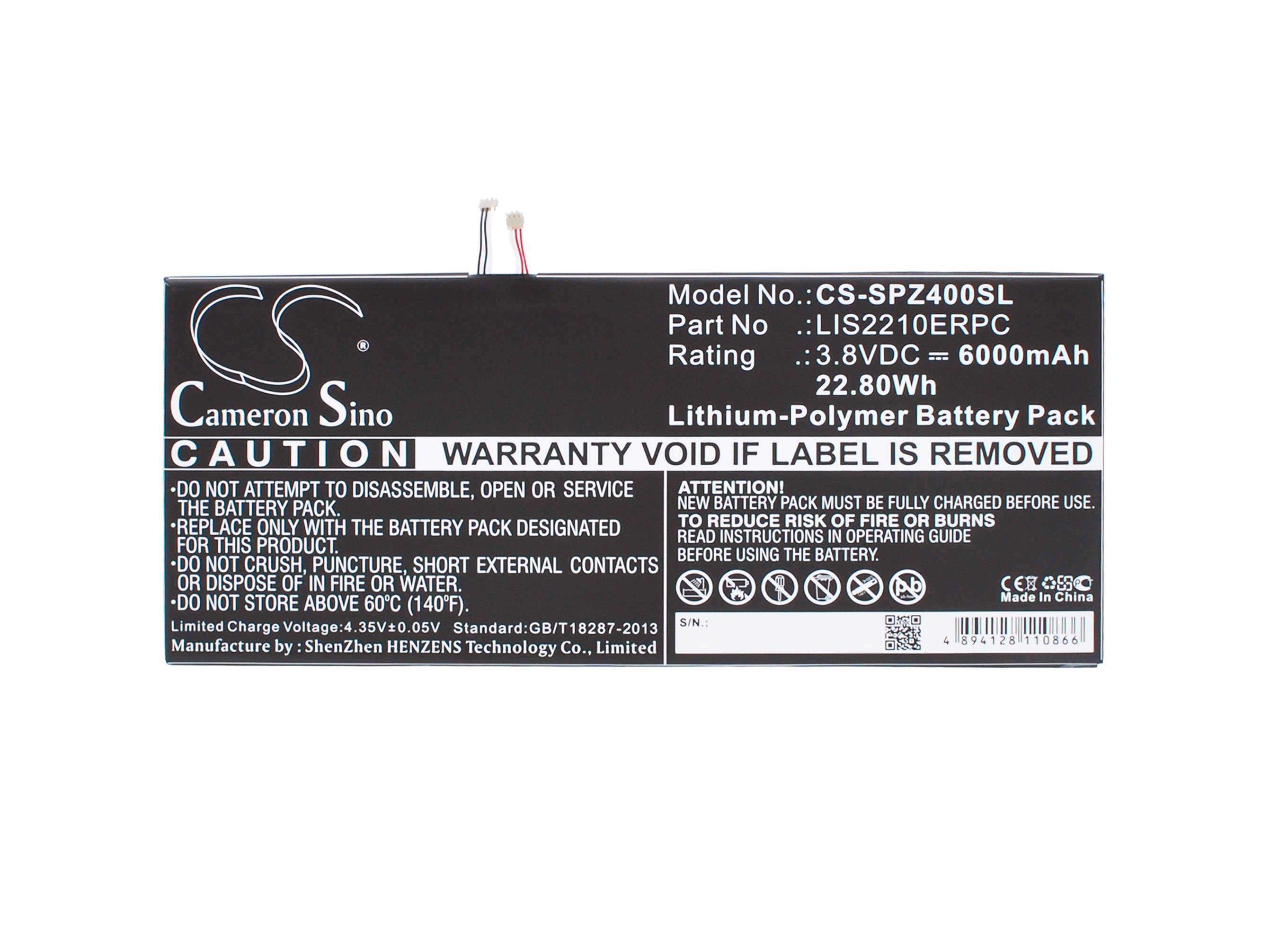 Li-Polymer Battery fits Sony, Sgp771, Xperia Z4 Tablet Sgp712 3.8V, 6000mAh Tablet Cameron Sino Technology Limited
