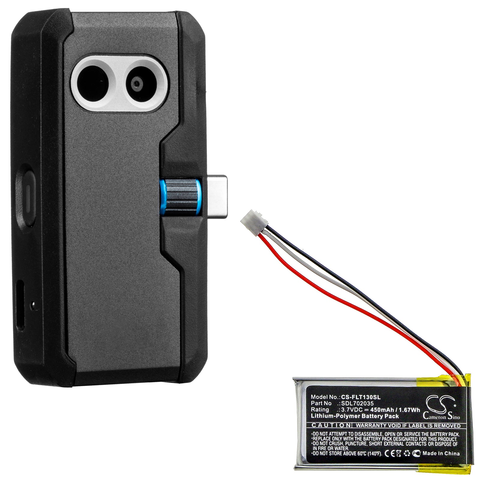 Li-Polymer Battery fits Flir, One Pro 3.7V, 450mAh Thermal Camera Cameron Sino Technology Limited