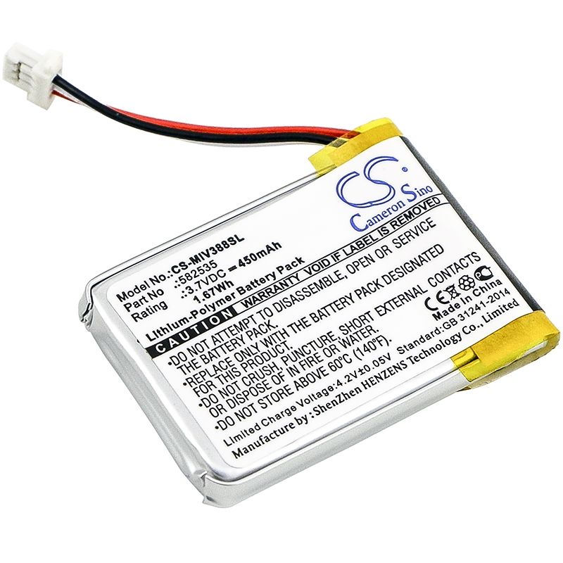 Li-Polymer Battery fits Mio, Mivue 388, Mio 3.7V, 450mAh Dashcam Cameron Sino Technology Limited
