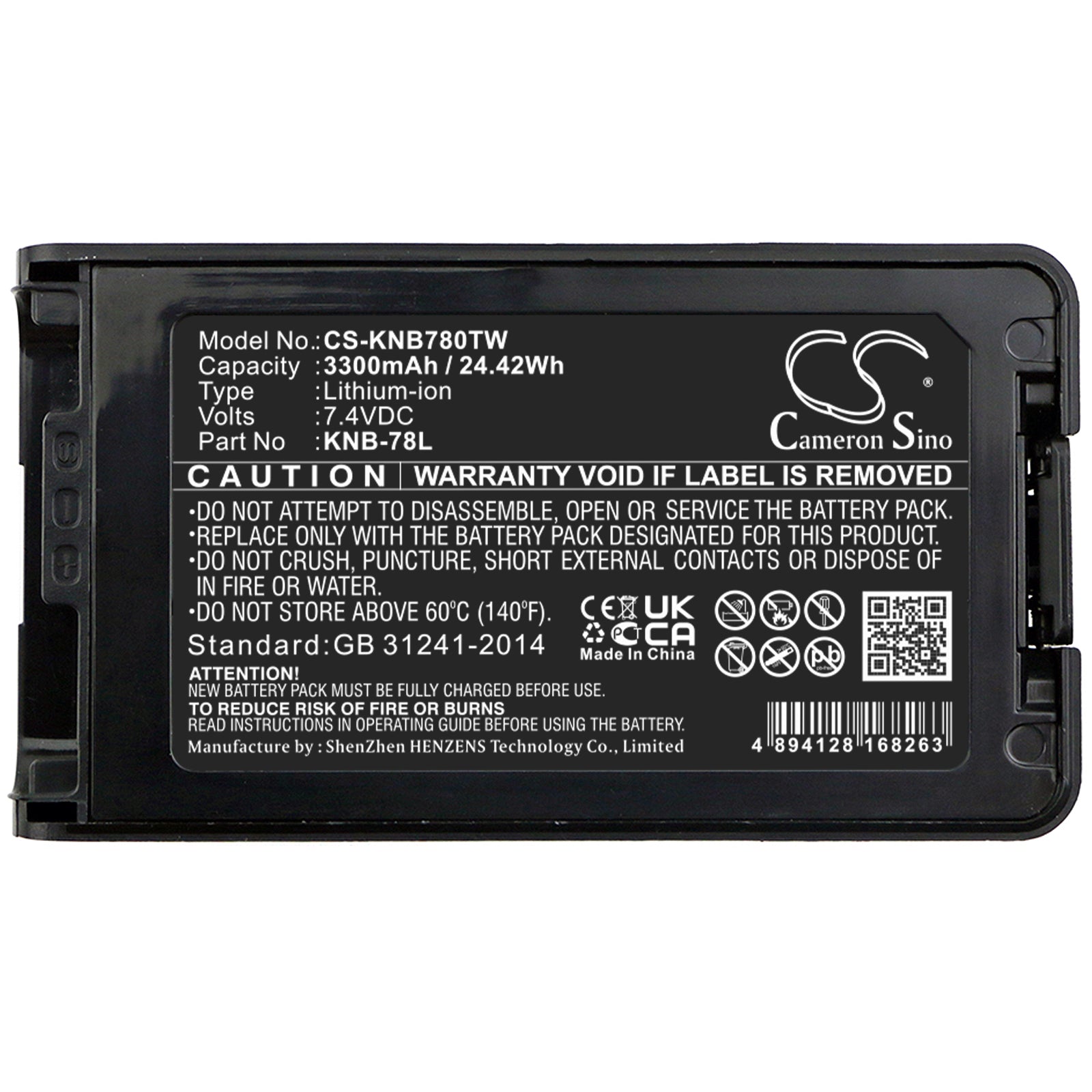 Li-ion Battery fits Kenwood, Nx-220, Nx-320, Nx3200 7.4V, 3300mAh Two-Way Radio Cameron Sino Technology Limited